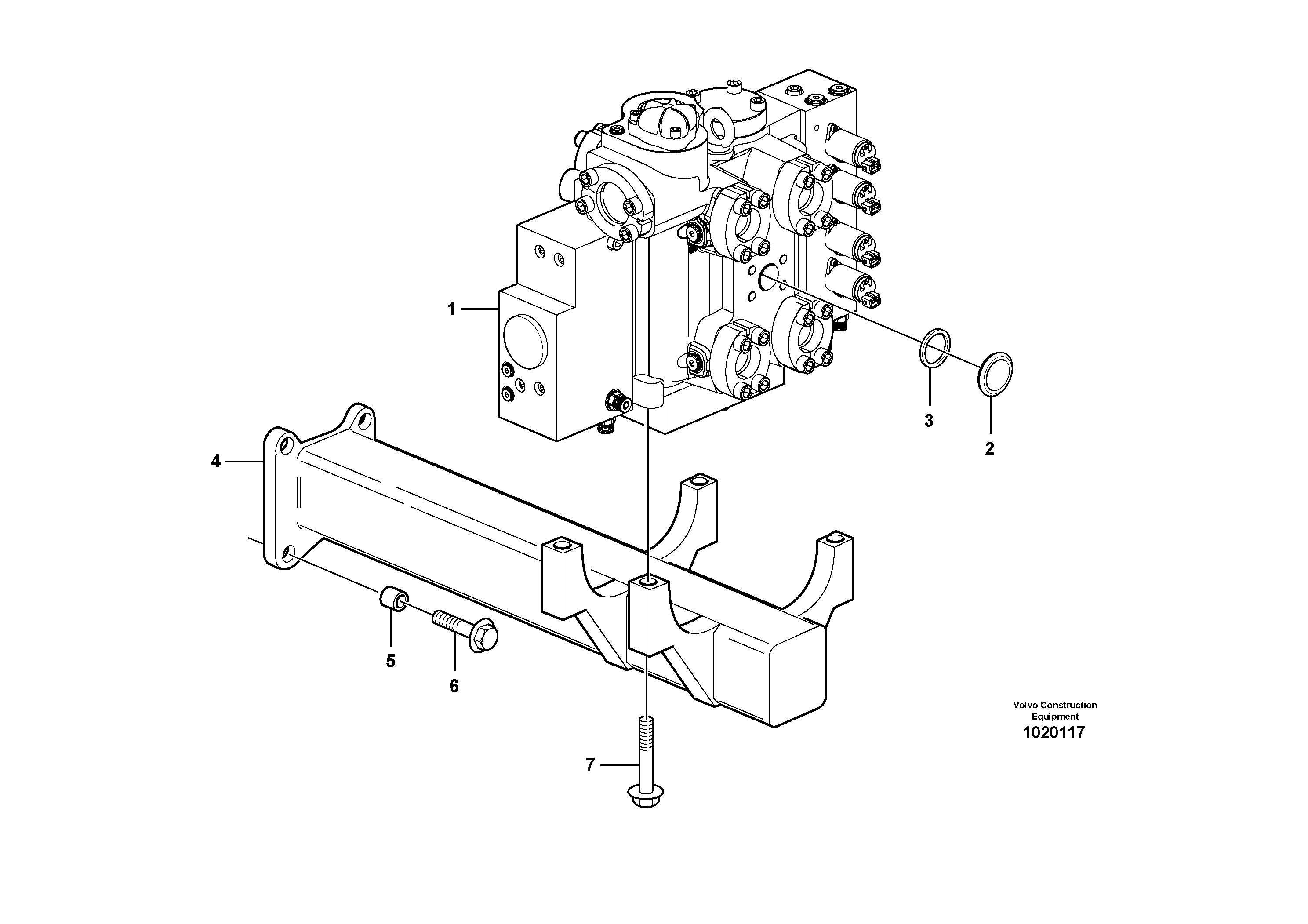 Схема запчастей Volvo L220E - 11825 Control valve with fitting parts L220E SER NO 4003 - 5020