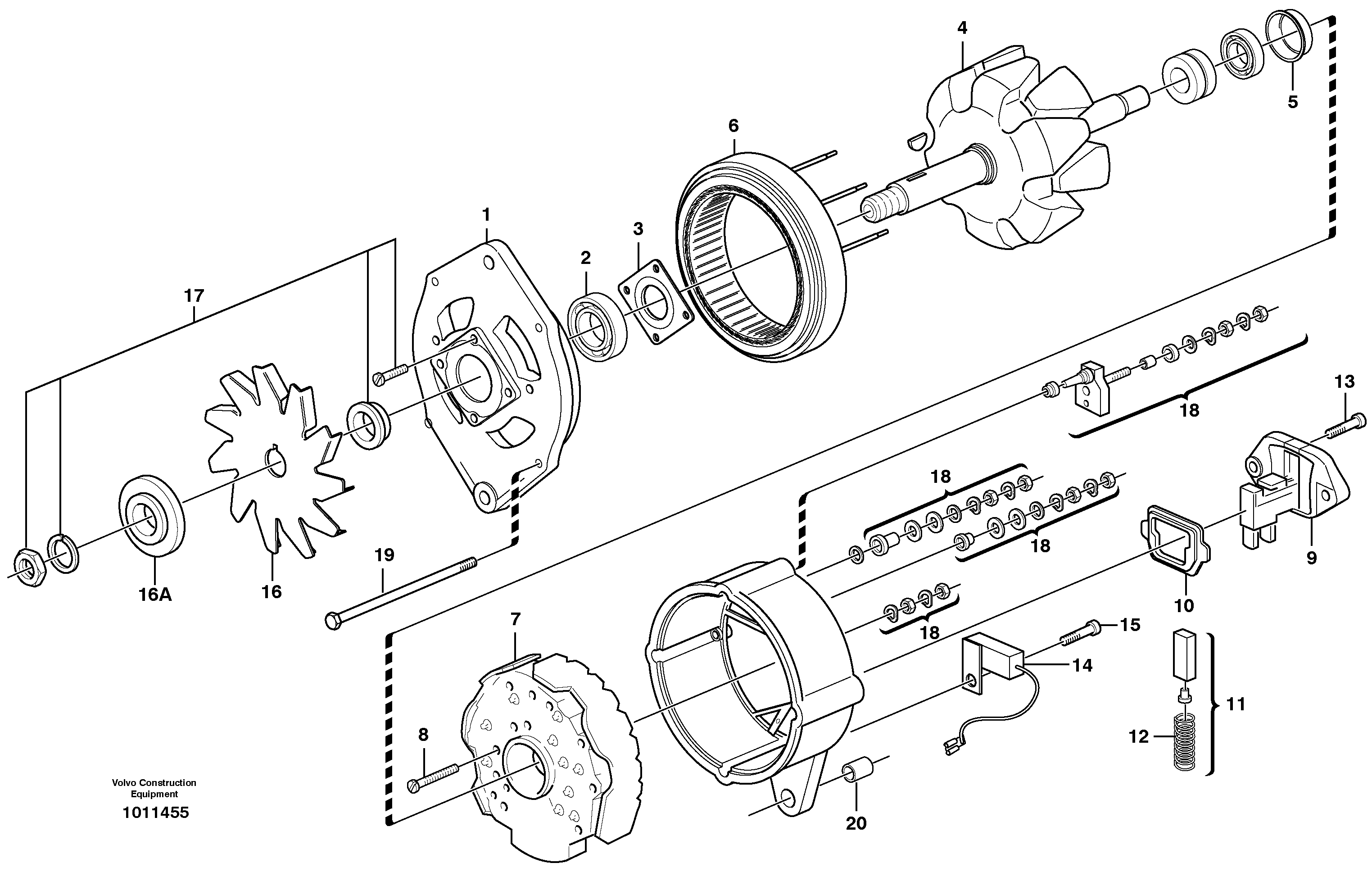 Схема запчастей Volvo L220E - 12433 Alternator, 55A L220E SER NO 4003 - 5020