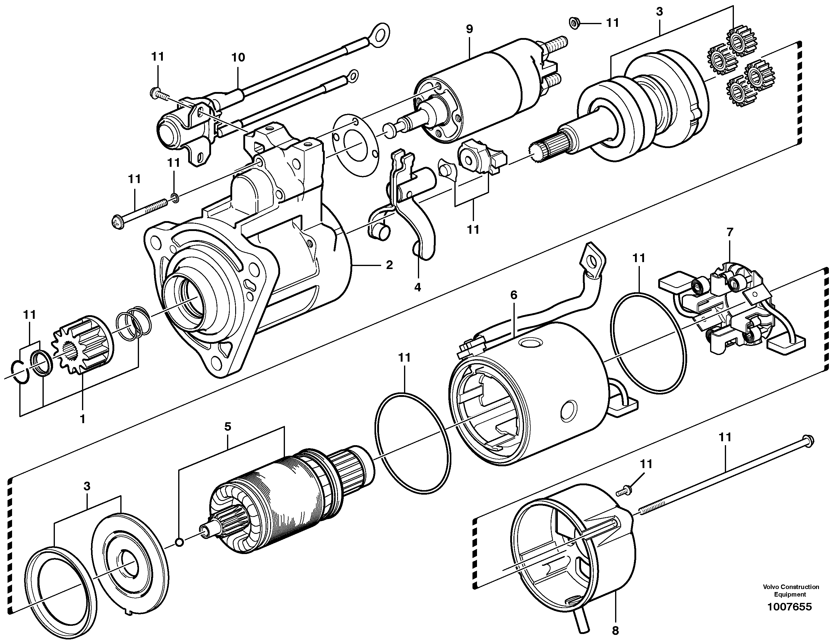 Схема запчастей Volvo L220E - 12439 Starter motor L220E SER NO 4003 - 5020