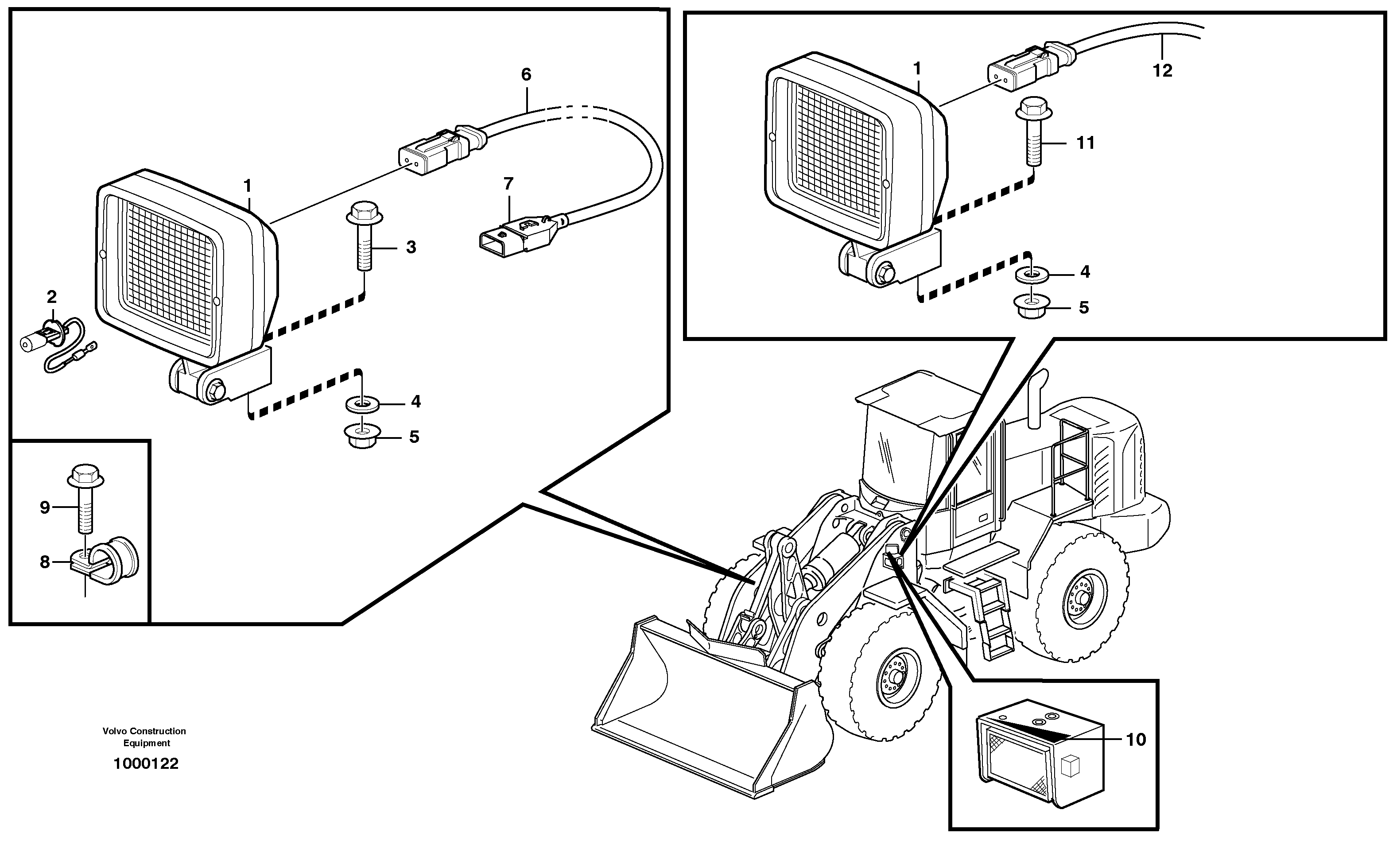 Схема запчастей Volvo L220E - 12446 Work lights, front L220E SER NO 4003 - 5020