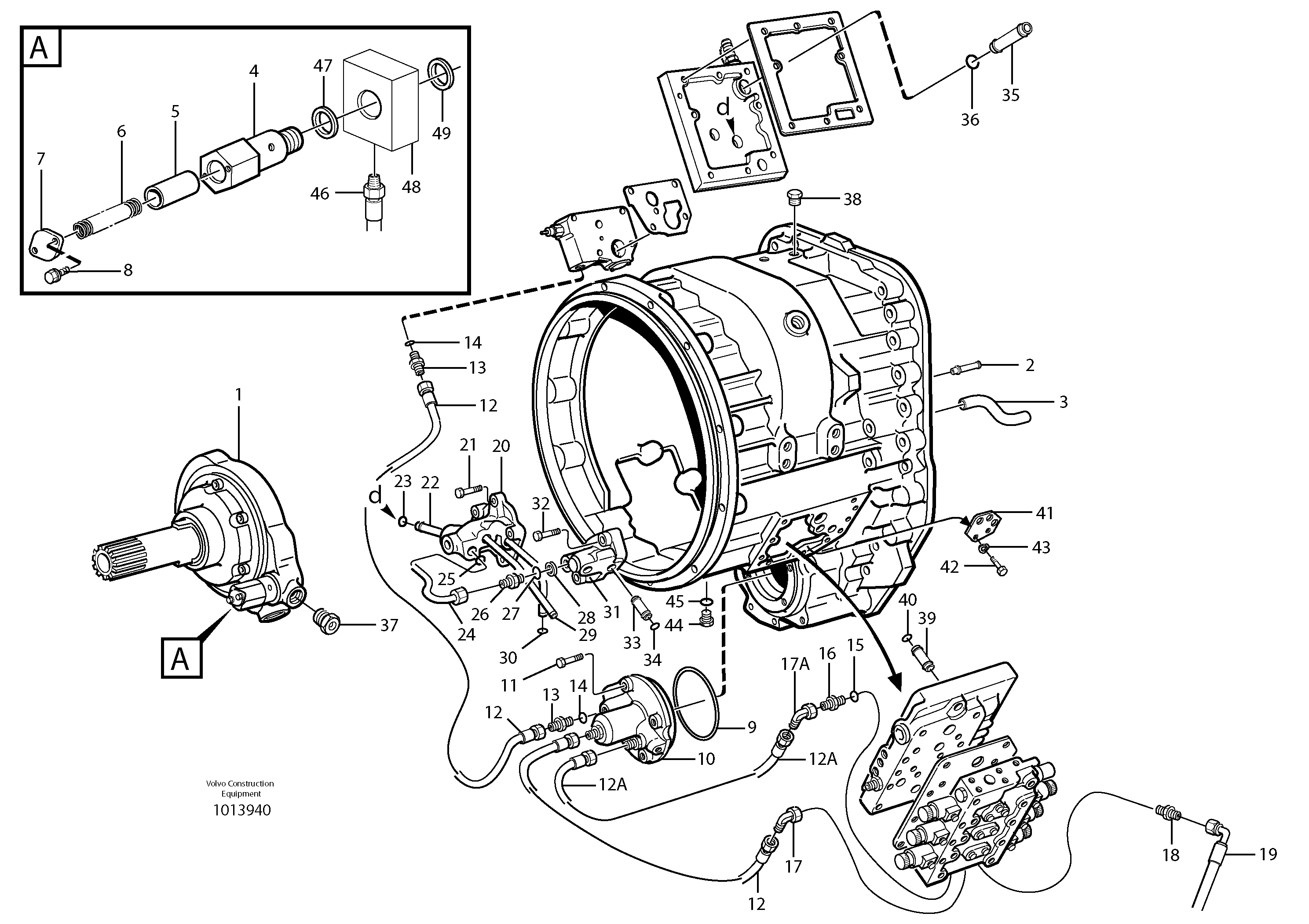 Схема запчастей Volvo L220E - 36368 Oil distributor and tube L220E SER NO 2001 - 3999