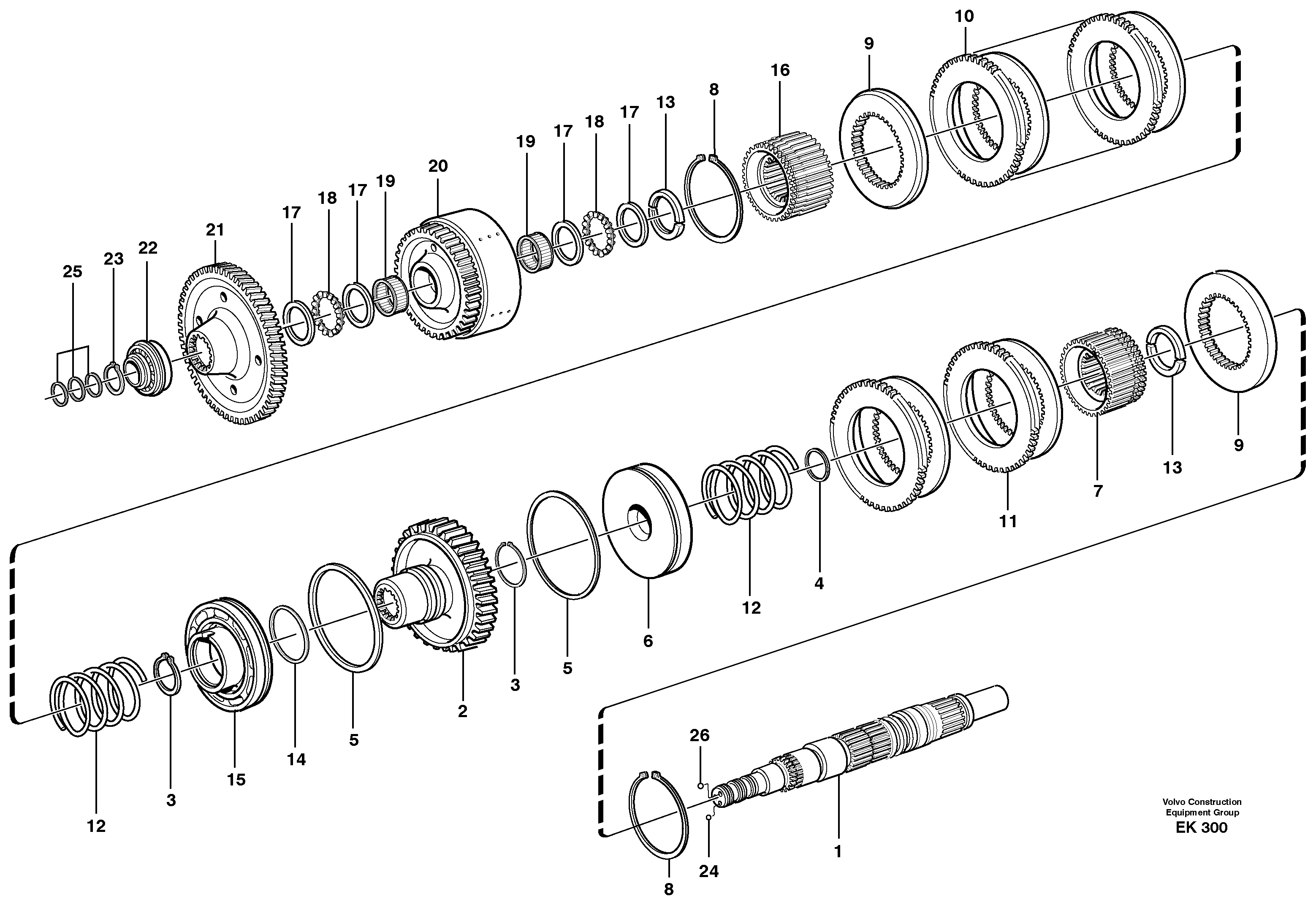 Схема запчастей Volvo L220E - 57619 Hydraulic clutch, reverse / 2nd speed L220E SER NO 2001 - 3999