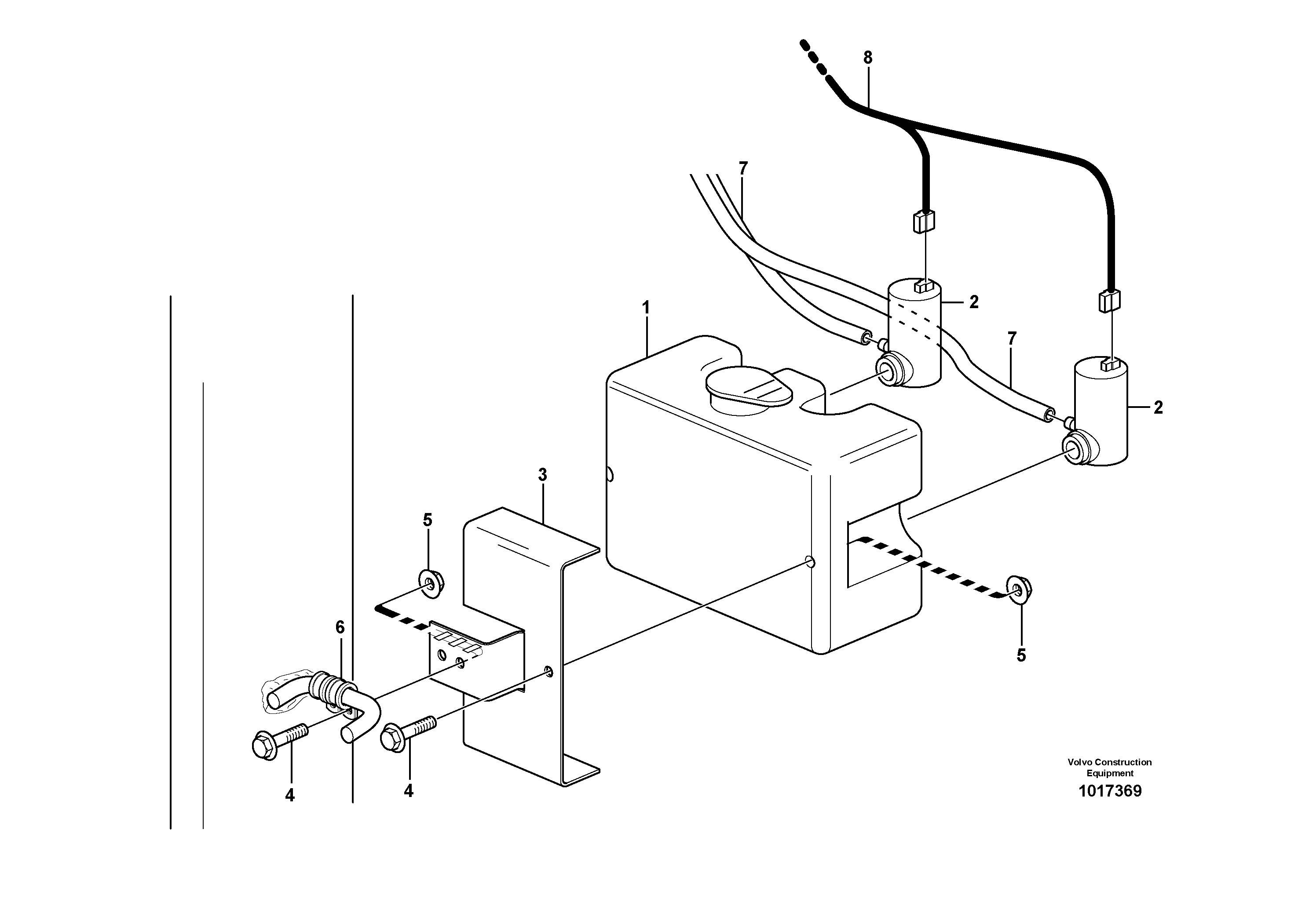 Схема запчастей Volvo L220E - 58261 Windshield washer with air cleaner L220E SER NO 4003 - 5020
