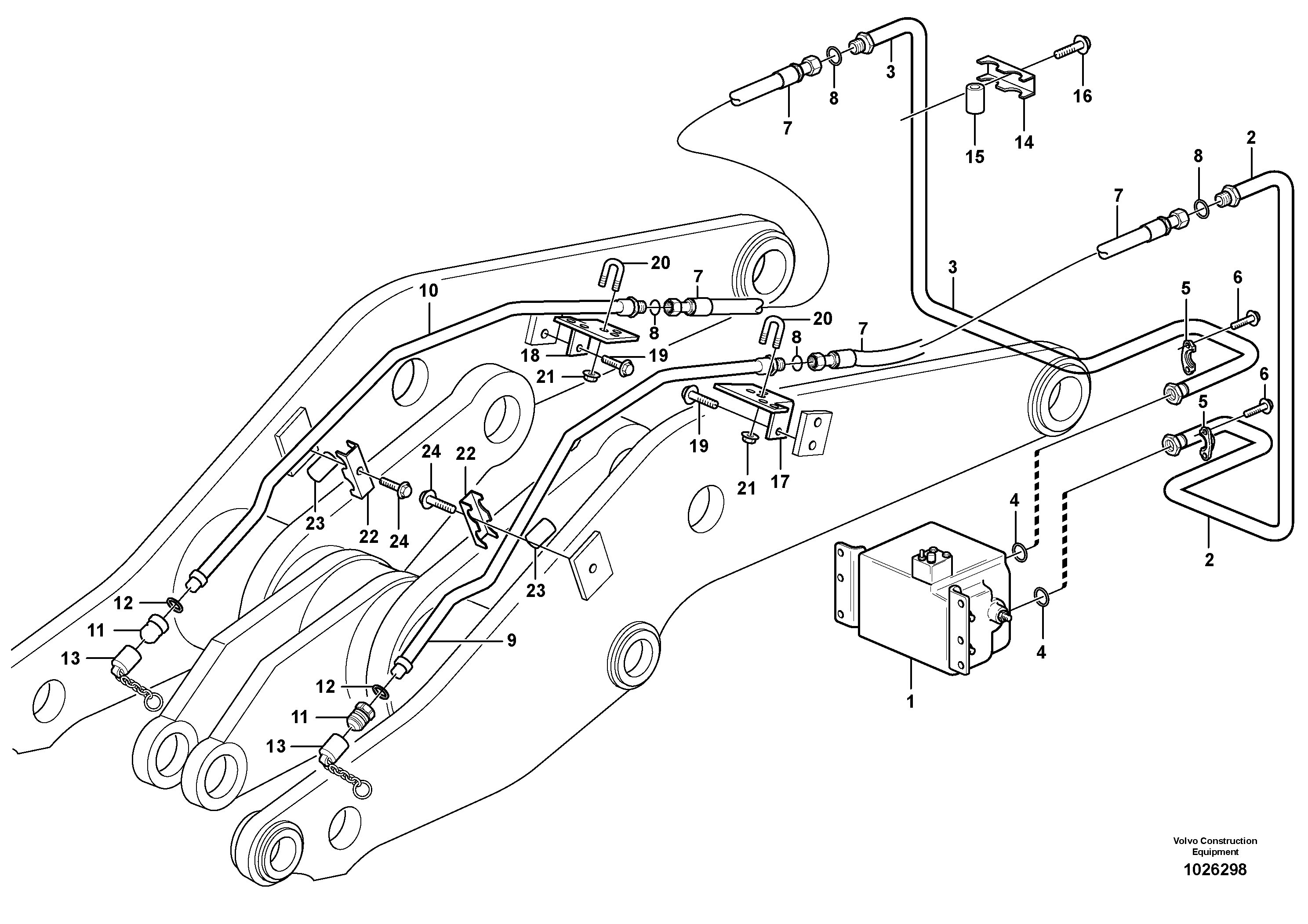 Схема запчастей Volvo L220E - 16971 Pressure lines, 3rd function L220E SER NO 4003 - 5020