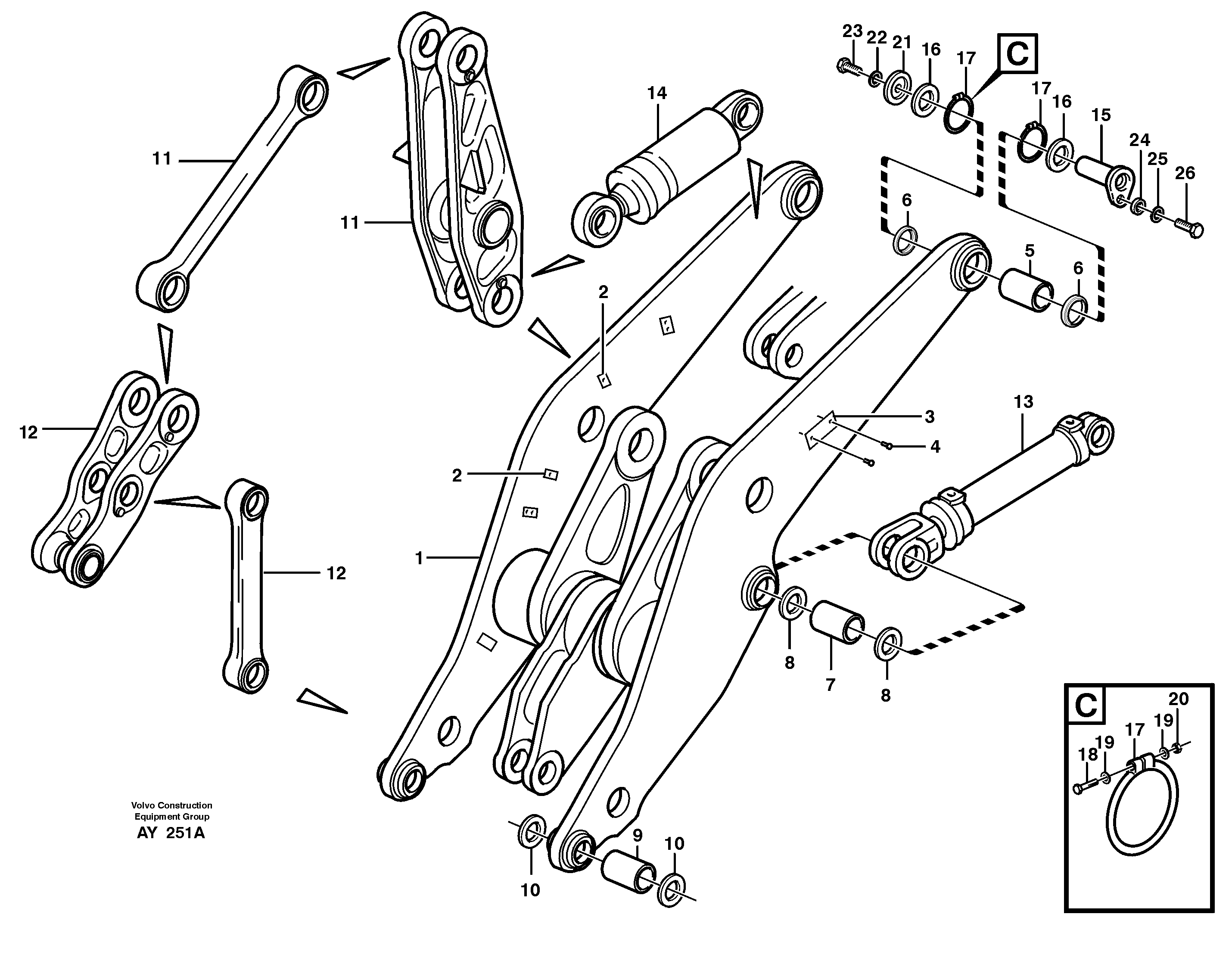 Схема запчастей Volvo L220D - 72114 Lifting frame work with assembly parts L220D SER NO 1001-