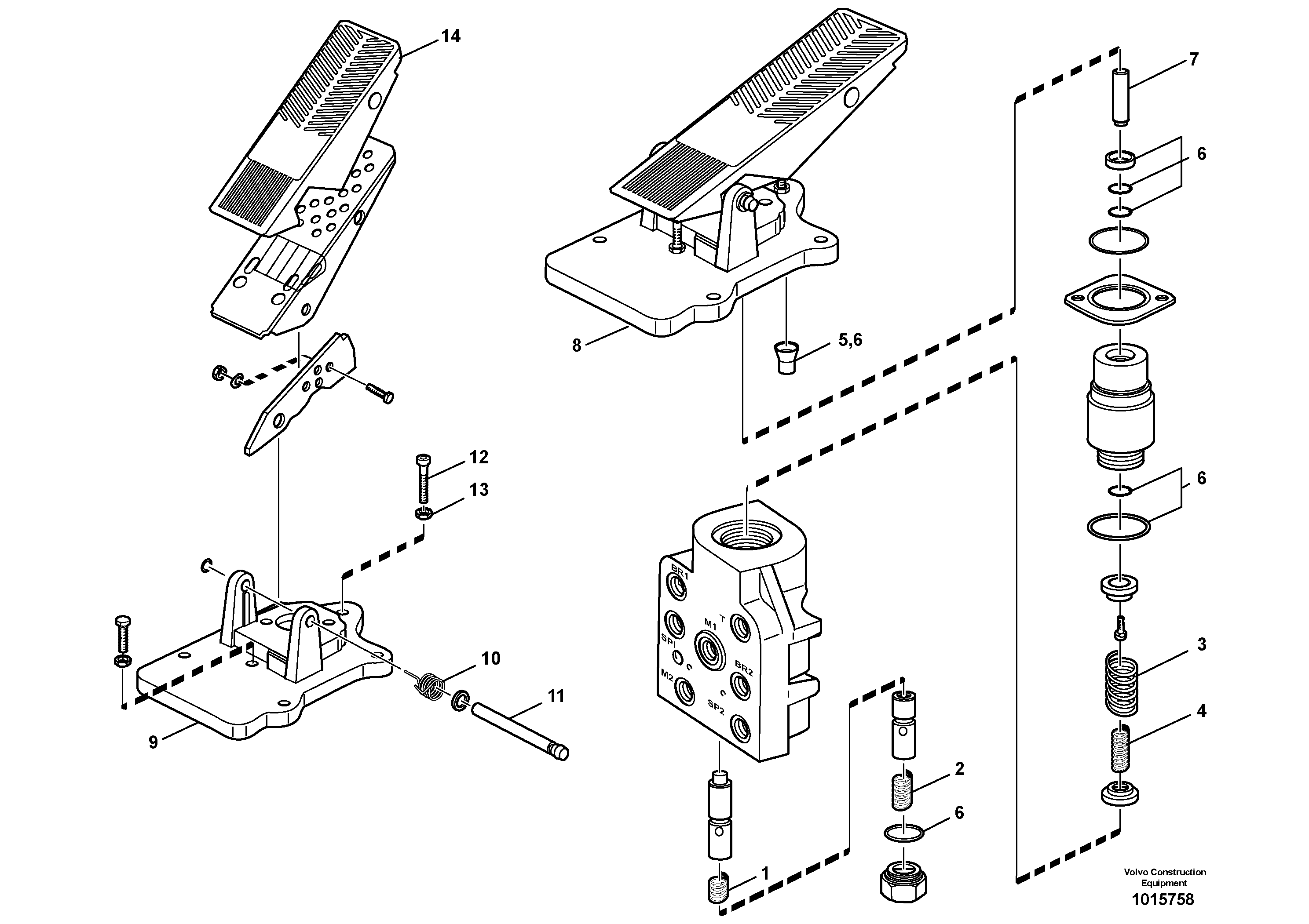 Схема запчастей Volvo L220D - 63375 Footbrake valve L220D SER NO 1001-