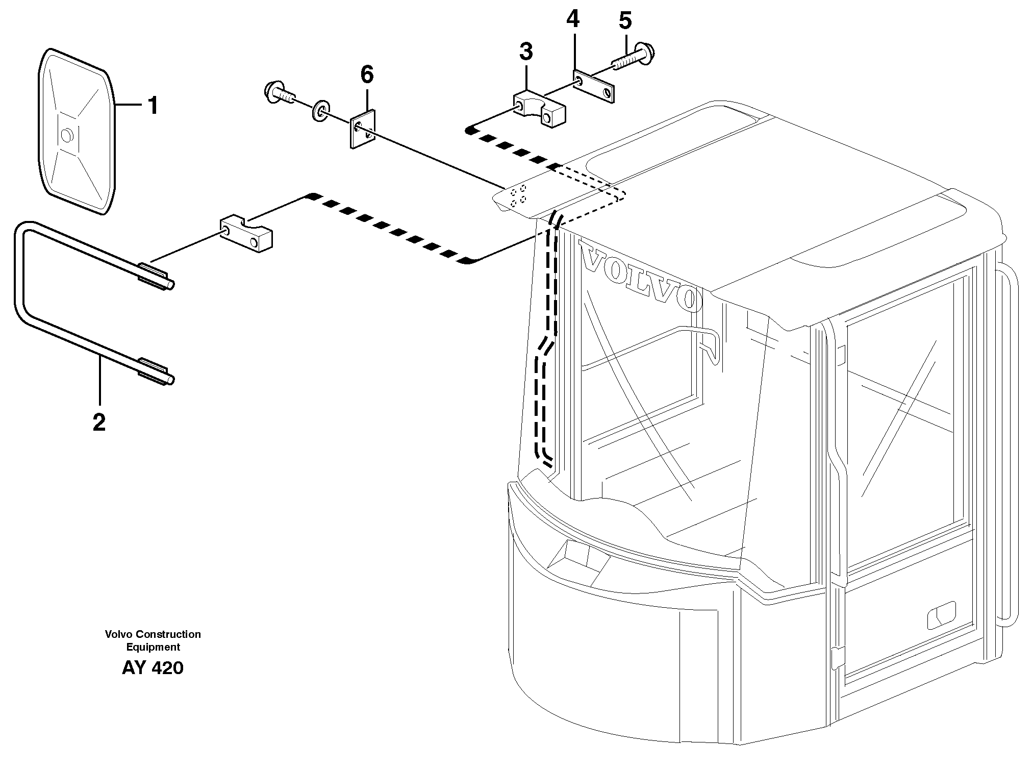 Схема запчастей Volvo L220D - 32802 Rear view mirrors L220D SER NO 1001-