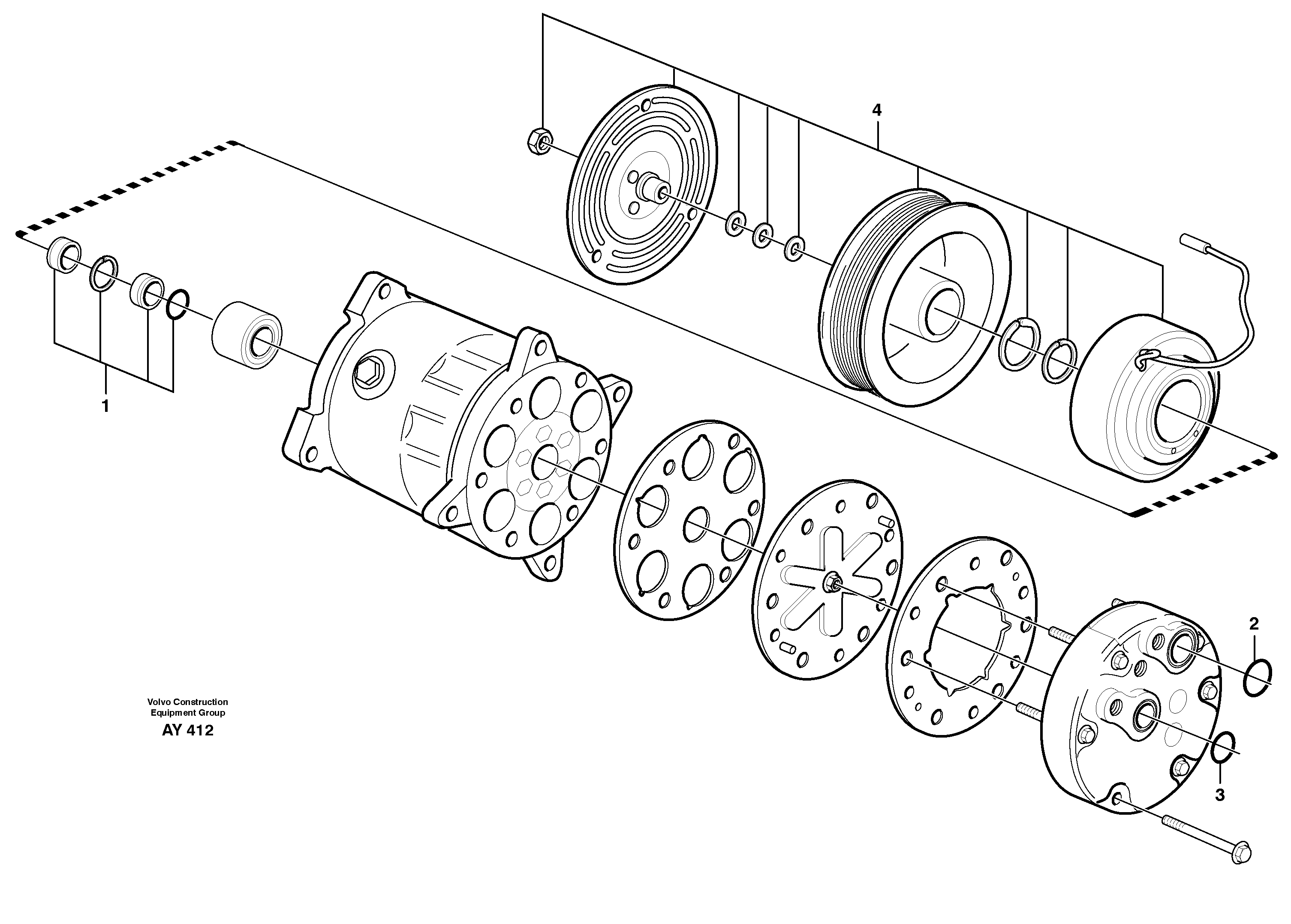Схема запчастей Volvo L220D - 24095 Air compressor L220D SER NO 1001-