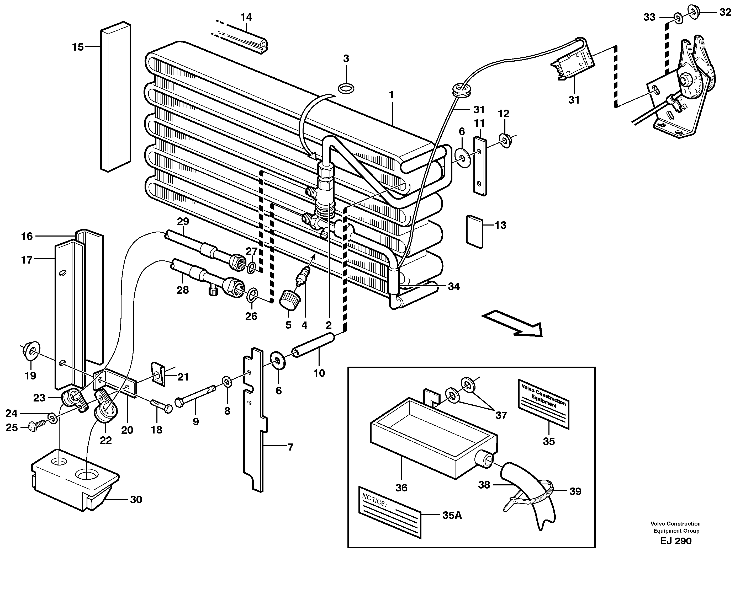 Схема запчастей Volvo L330D - 57797 Evaporator, assembly L330D