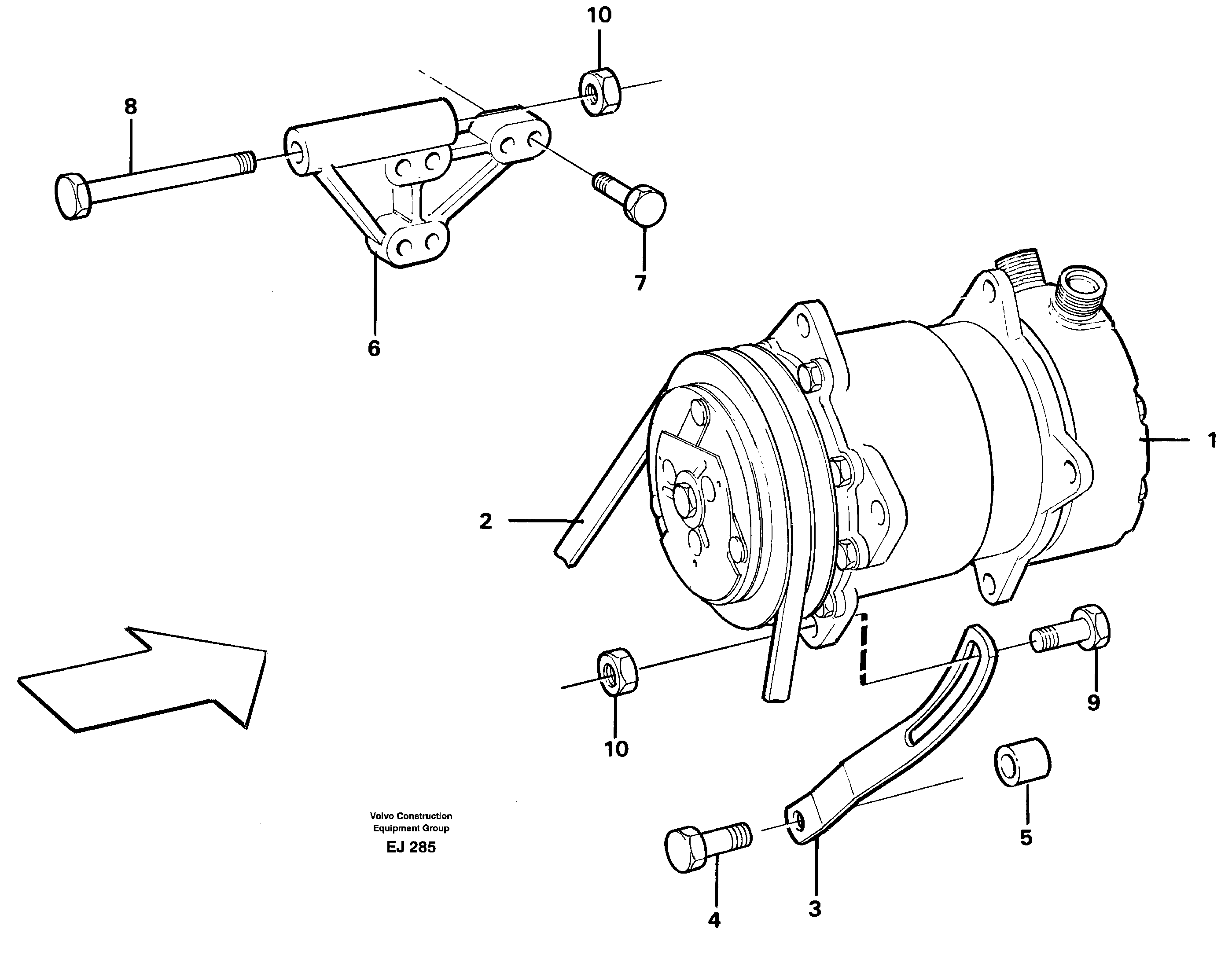 Схема запчастей Volvo L330D - 61996 Air-compressor with fitting parts L330D