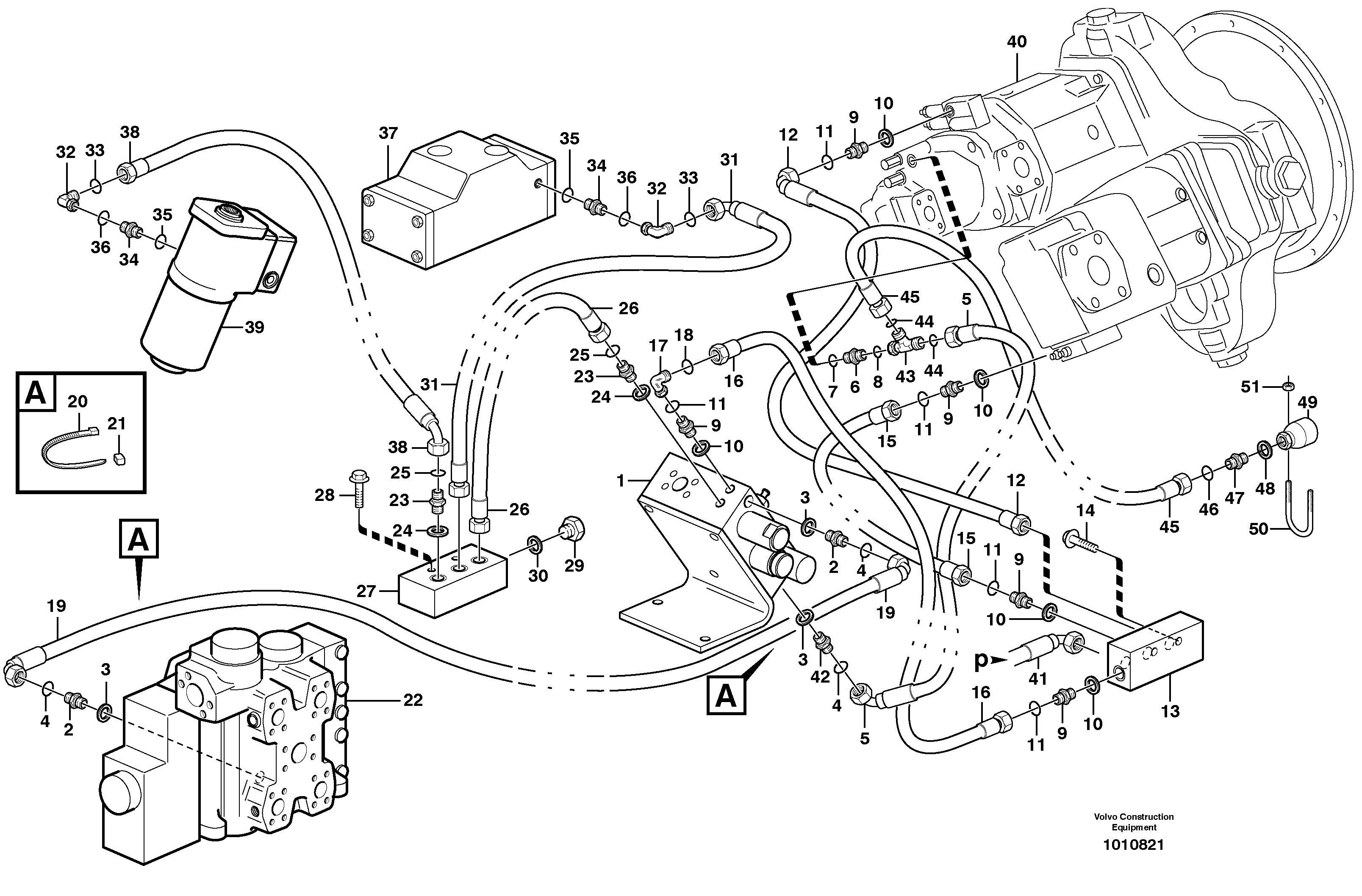 Схема запчастей Volvo L330D - 53611 Load sensing line L330D