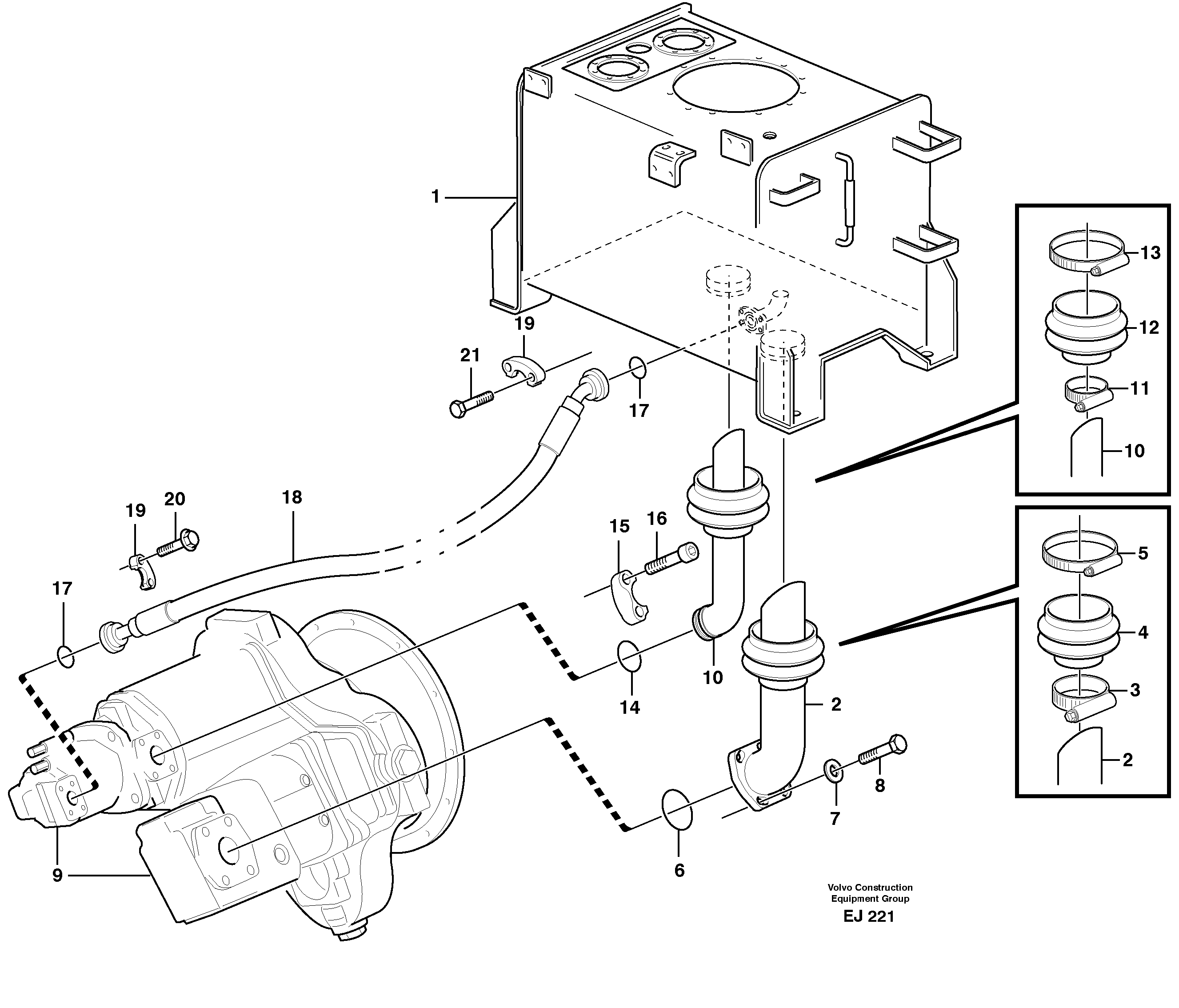 Схема запчастей Volvo L330D - 57946 Suction line tank - pump L330D