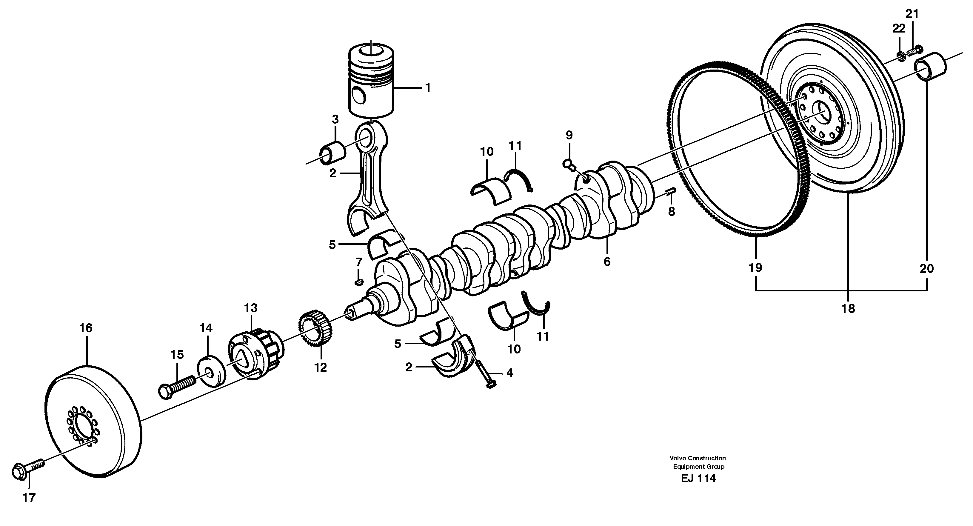 Схема запчастей Volvo L330D - 15476 Crankshaft and related parts L330D