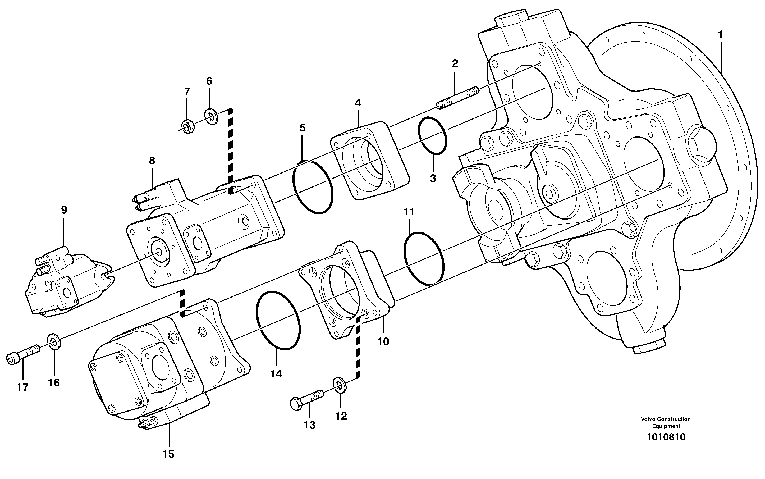 Схема запчастей Volvo L330D - 20258 Hydraulic pump with fitting parts L330D