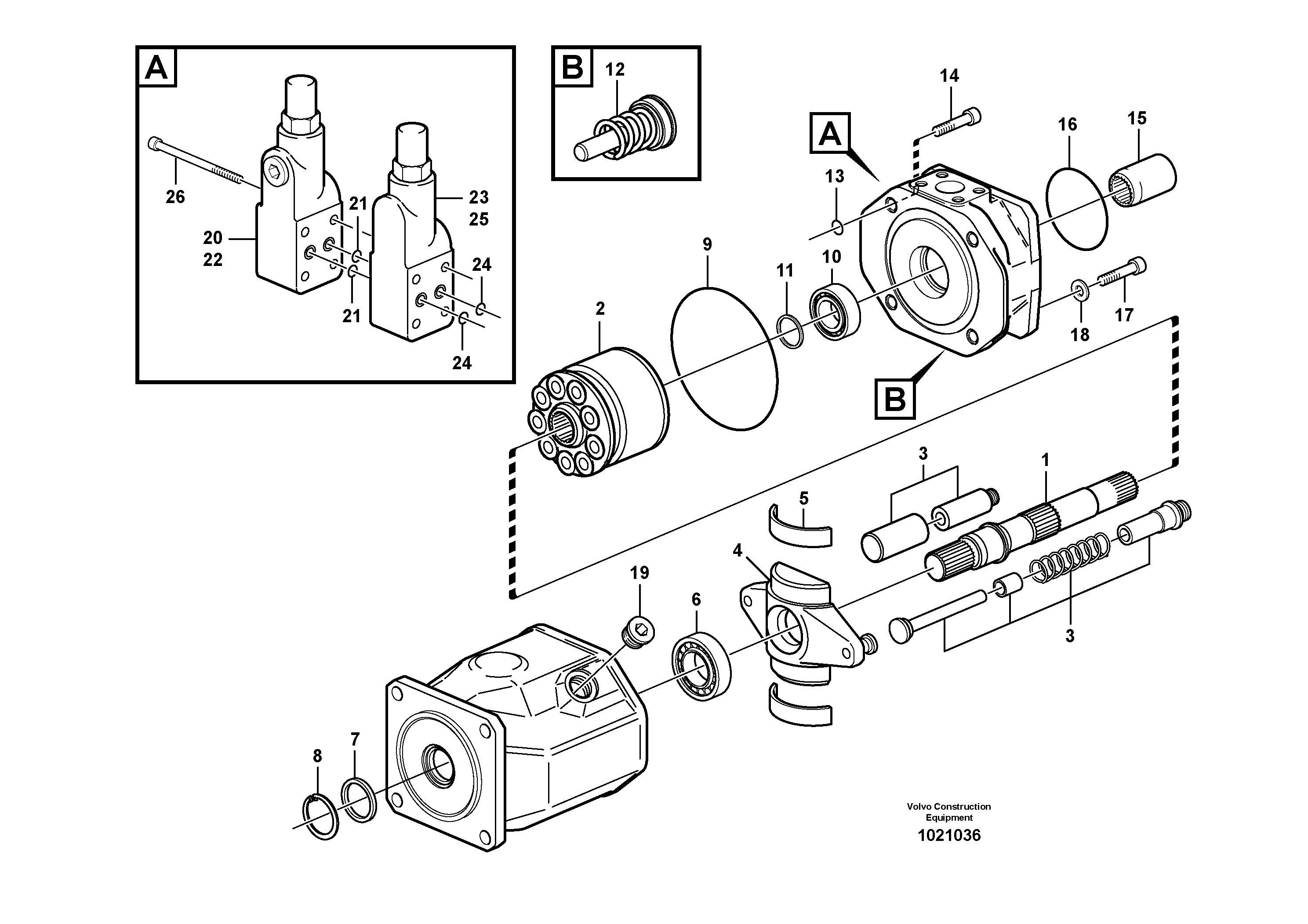 Схема запчастей Volvo L330D - 22924 Гидронасос (основной насос) L330D