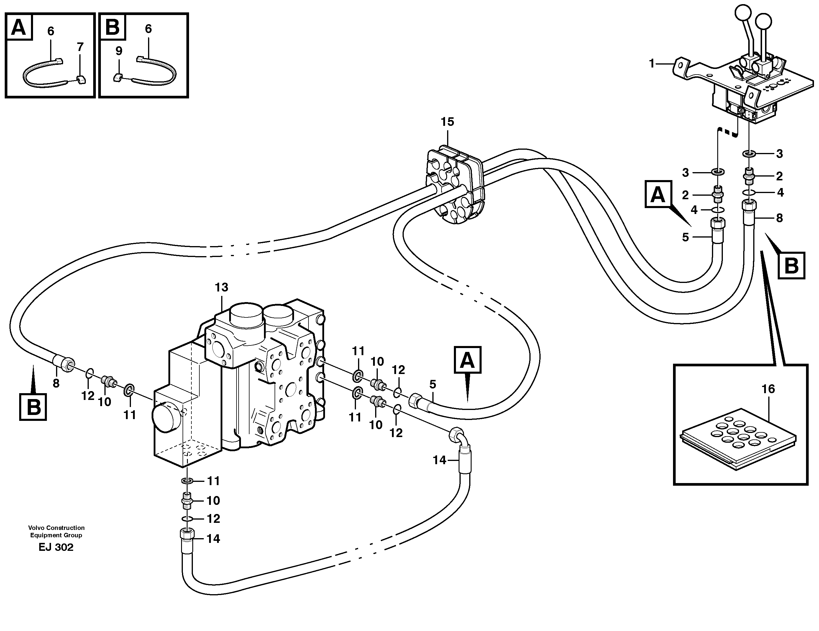 Схема запчастей Volvo L330D - 18948 Servo - hydraulic, control lines, lift L330D