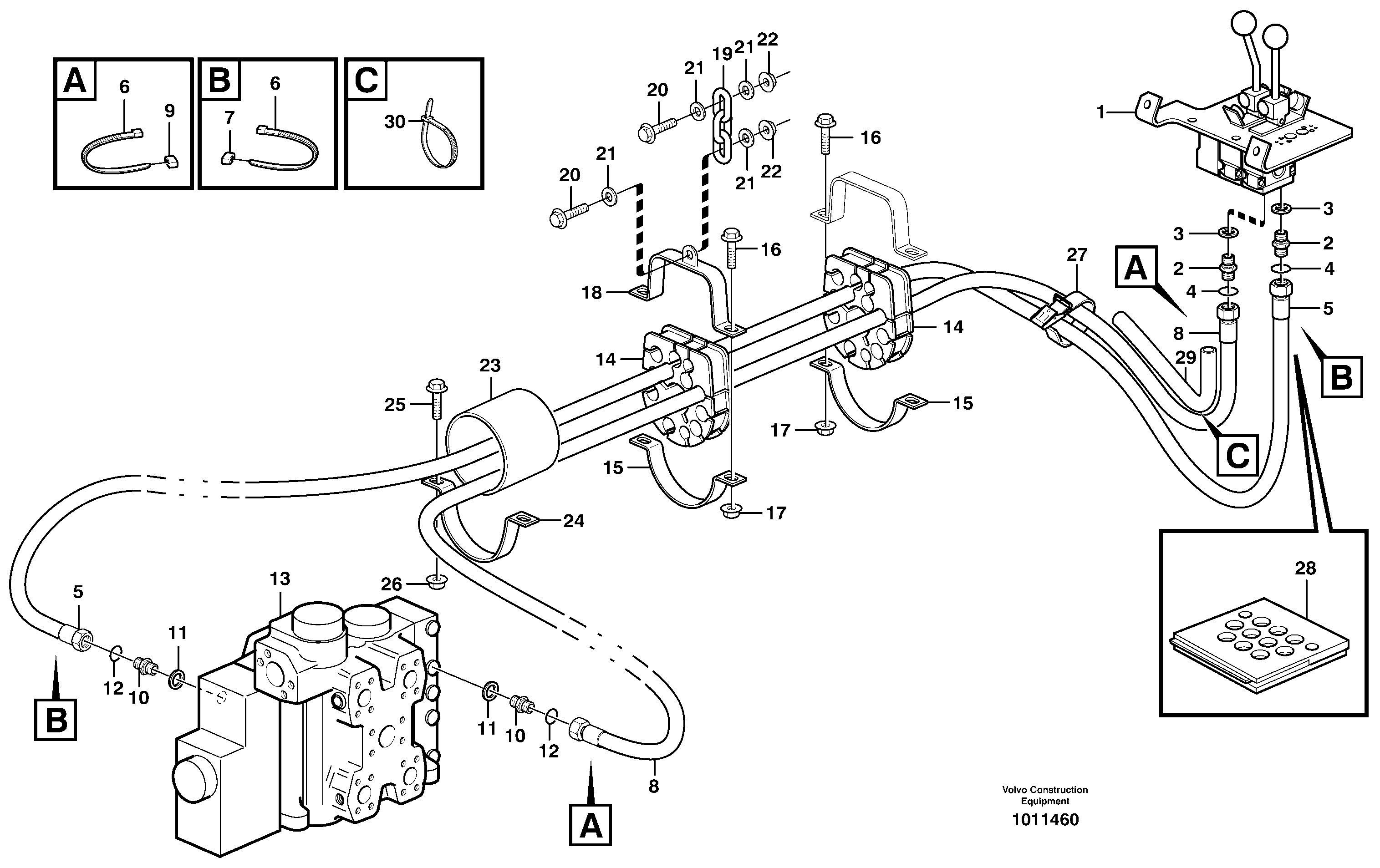 Схема запчастей Volvo L330D - 27023 Servo - hydraulic, control lines, tilt L330D