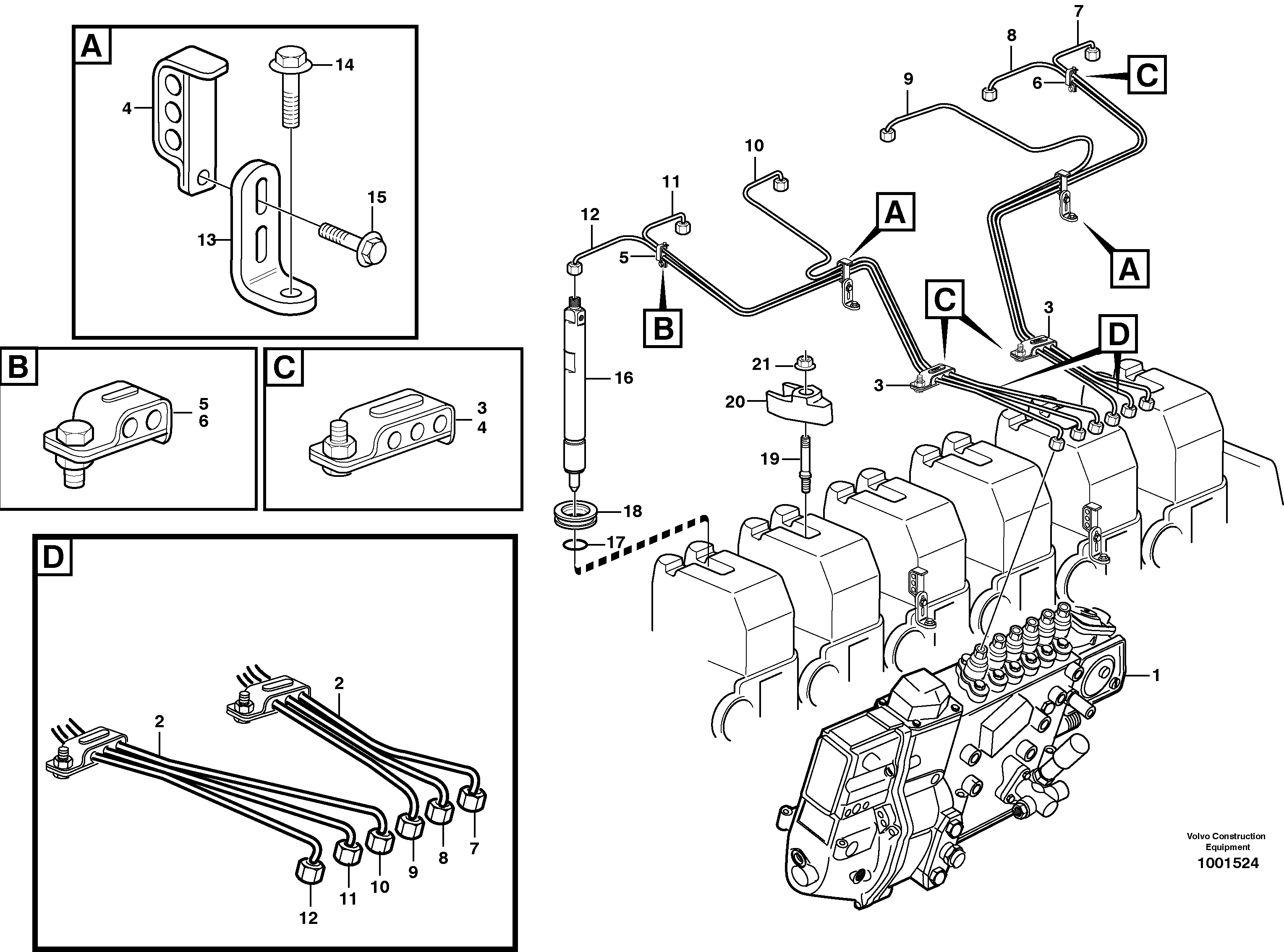 Схема запчастей Volvo L330D - 22608 Fuel lines, injectors L330D