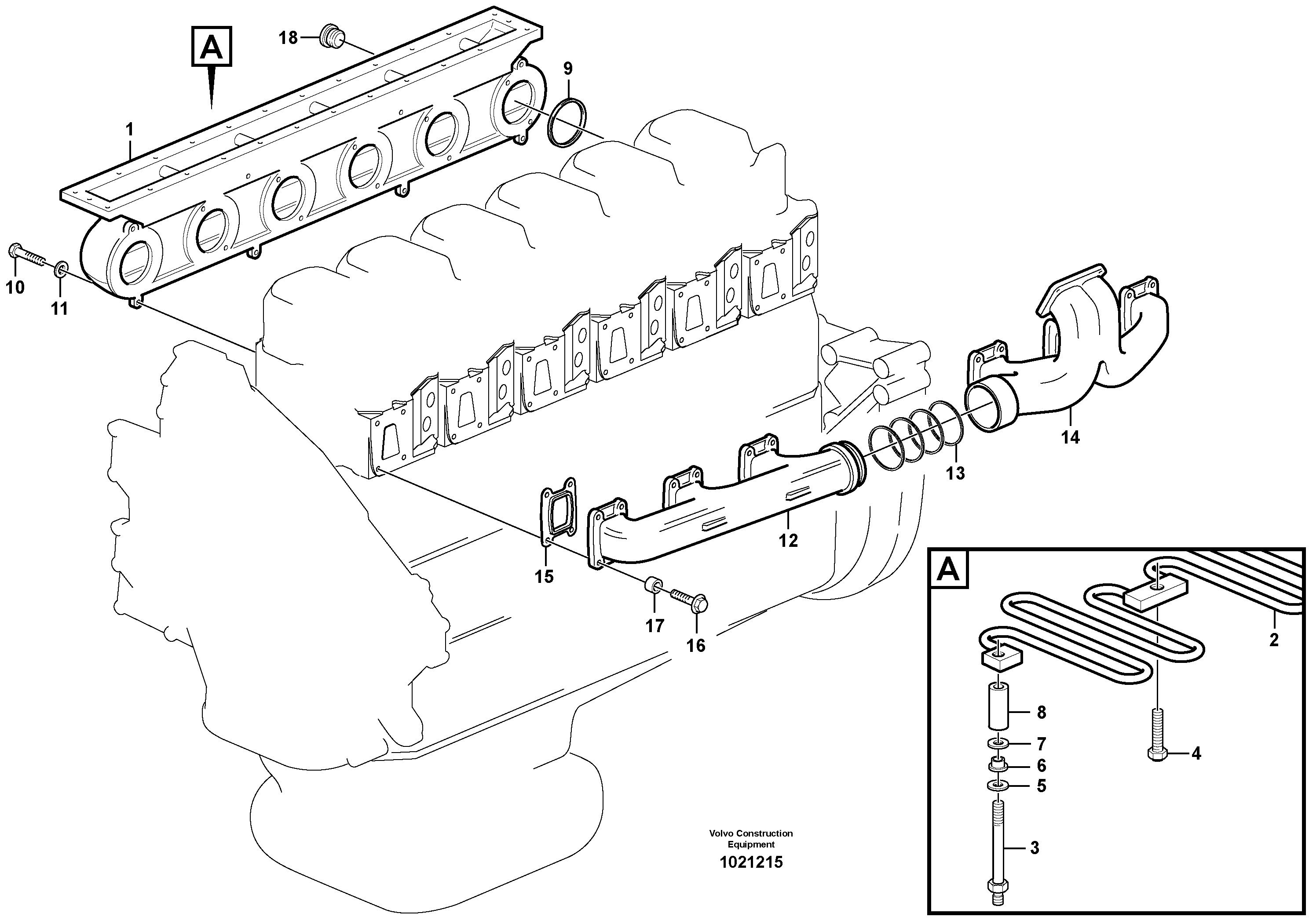 Схема запчастей Volvo L330D - 22609 Inlet manifold and exhaust manifold L330D