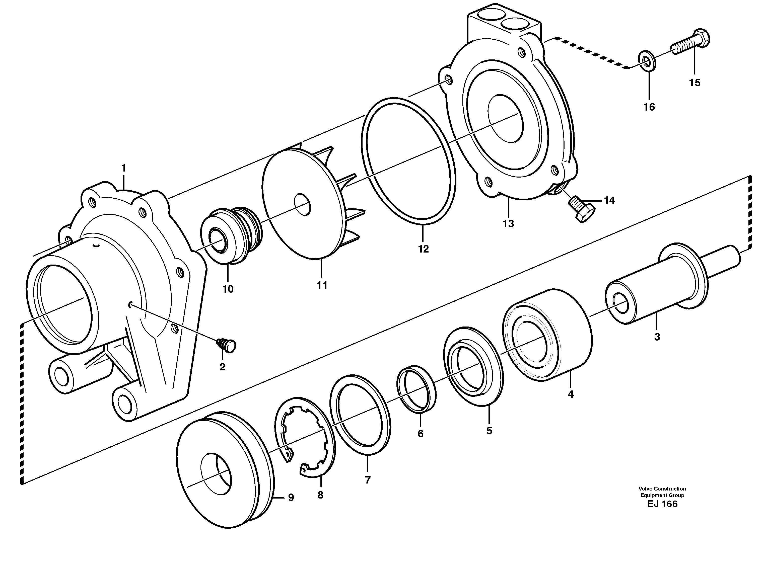 Схема запчастей Volvo L330D - 38747 Extra water pump L330D