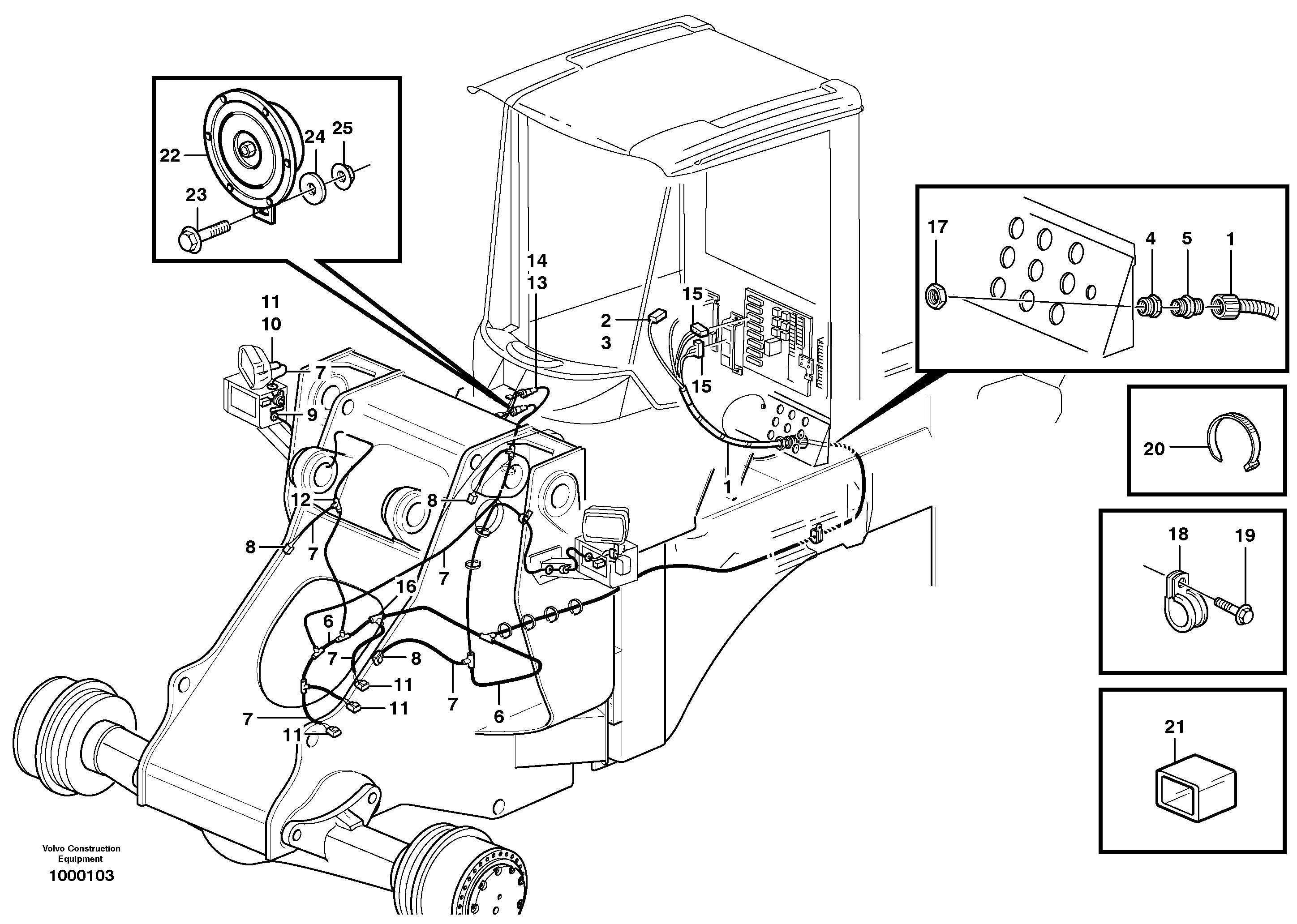 Схема запчастей Volvo L330D - 61985 Cable harness, front L330D