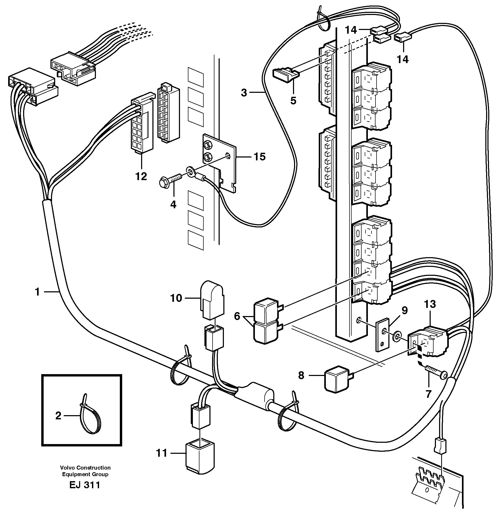 Схема запчастей Volvo L330D - 61991 Cable harness, air conditioning L330D