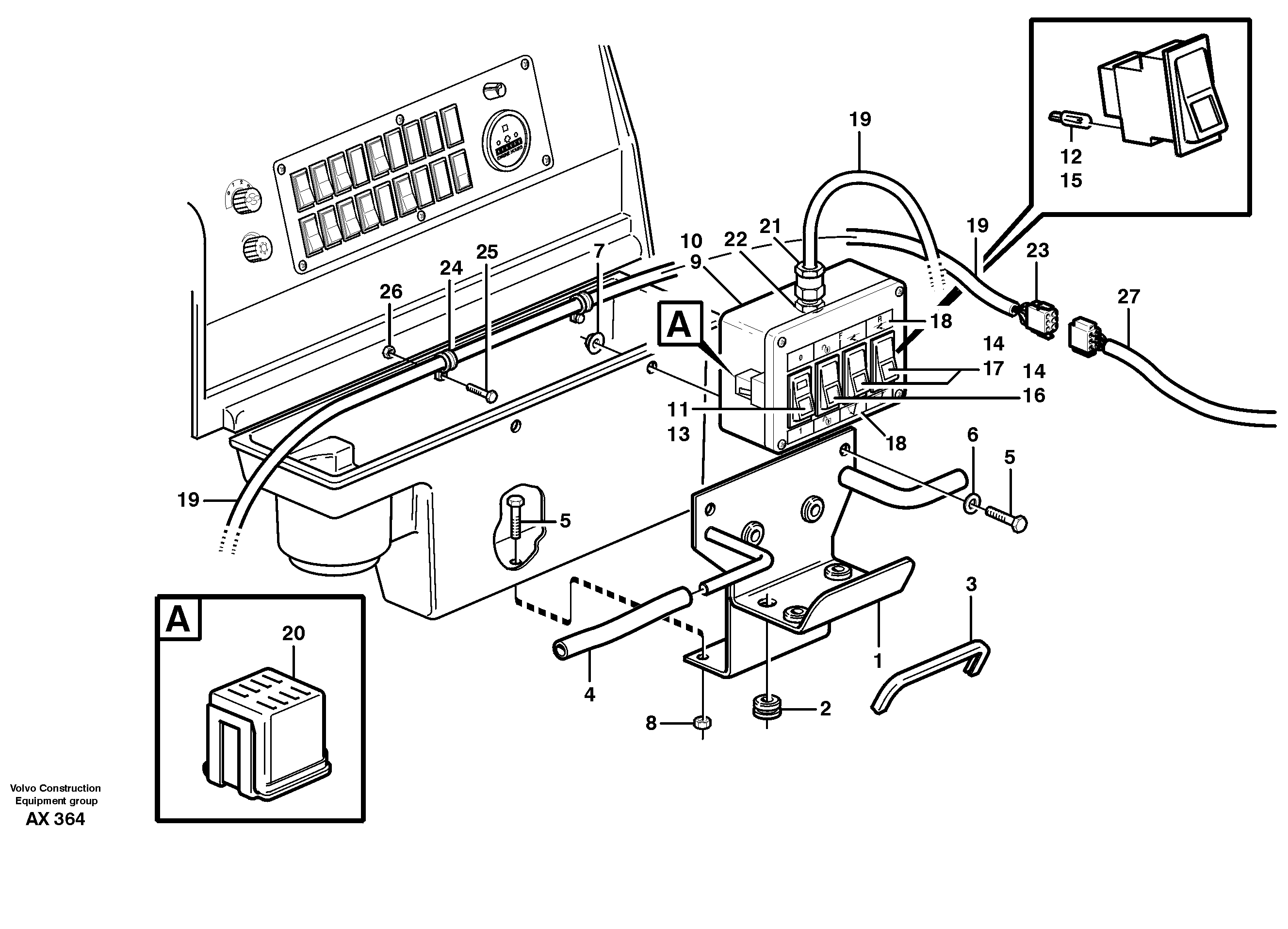 Схема запчастей Volvo L330D - 89737 Switch panel L330D