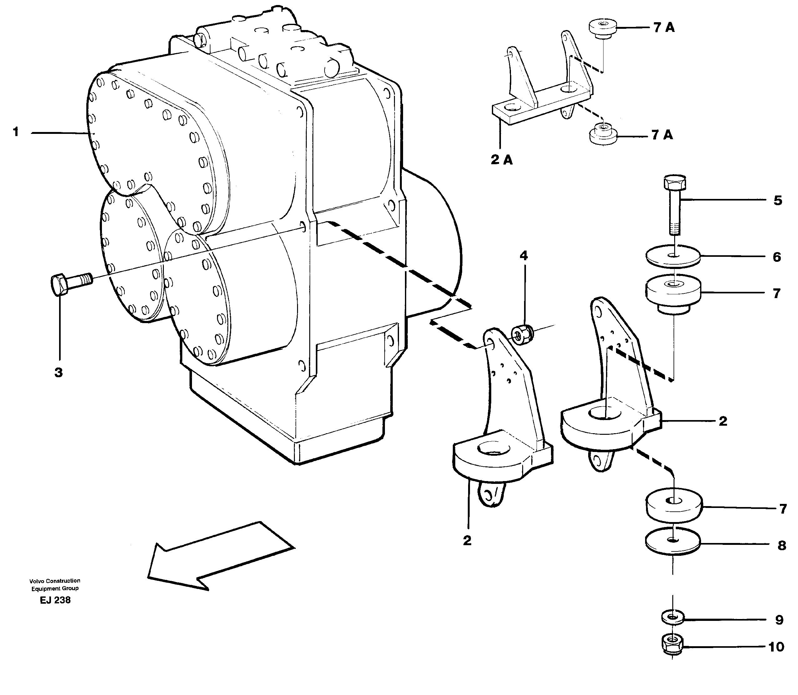 Схема запчастей Volvo L330D - 16119 Gear box housing with fitting parts L330D