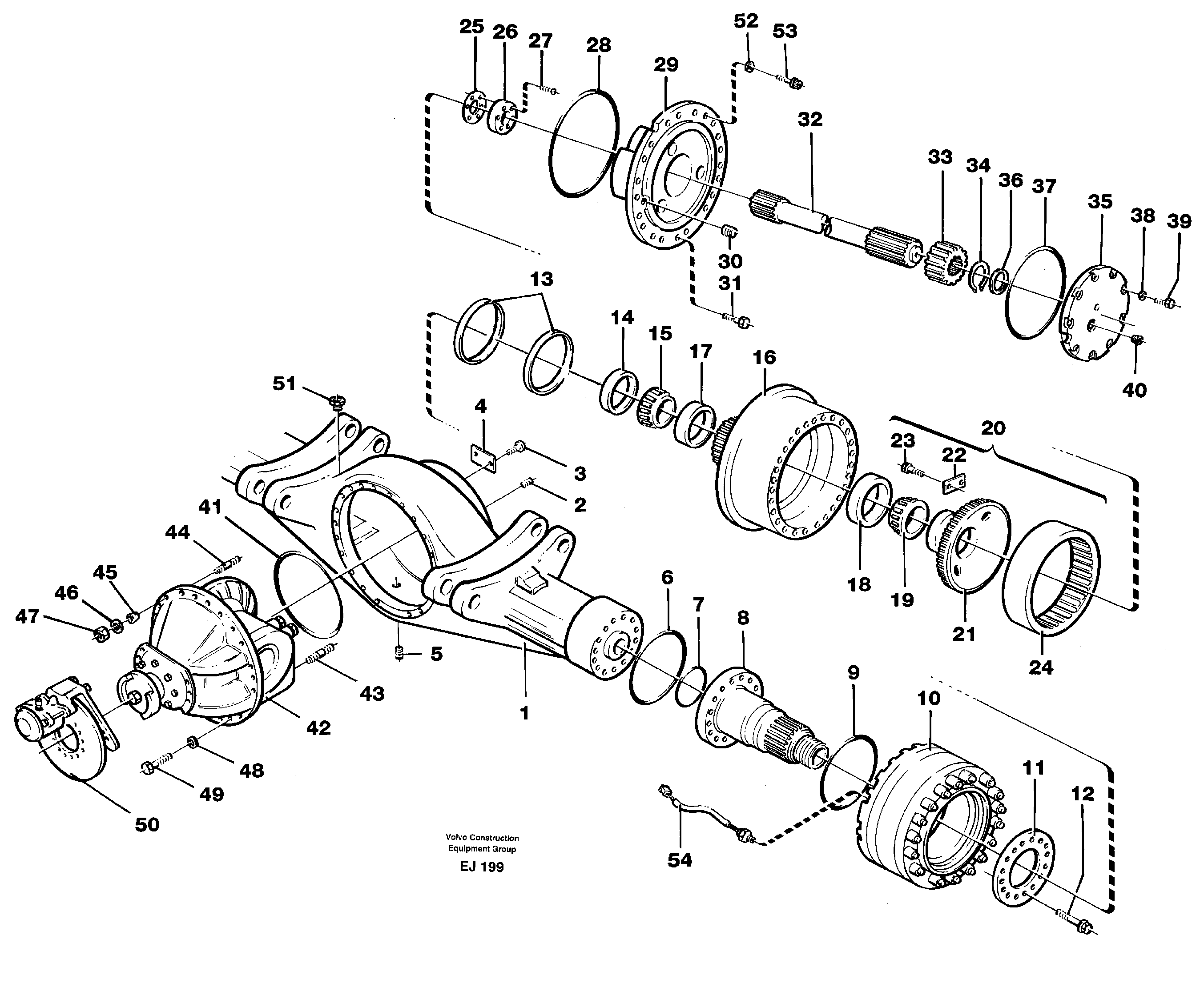 Схема запчастей Volvo L330D - 31518 Axle, front L330D