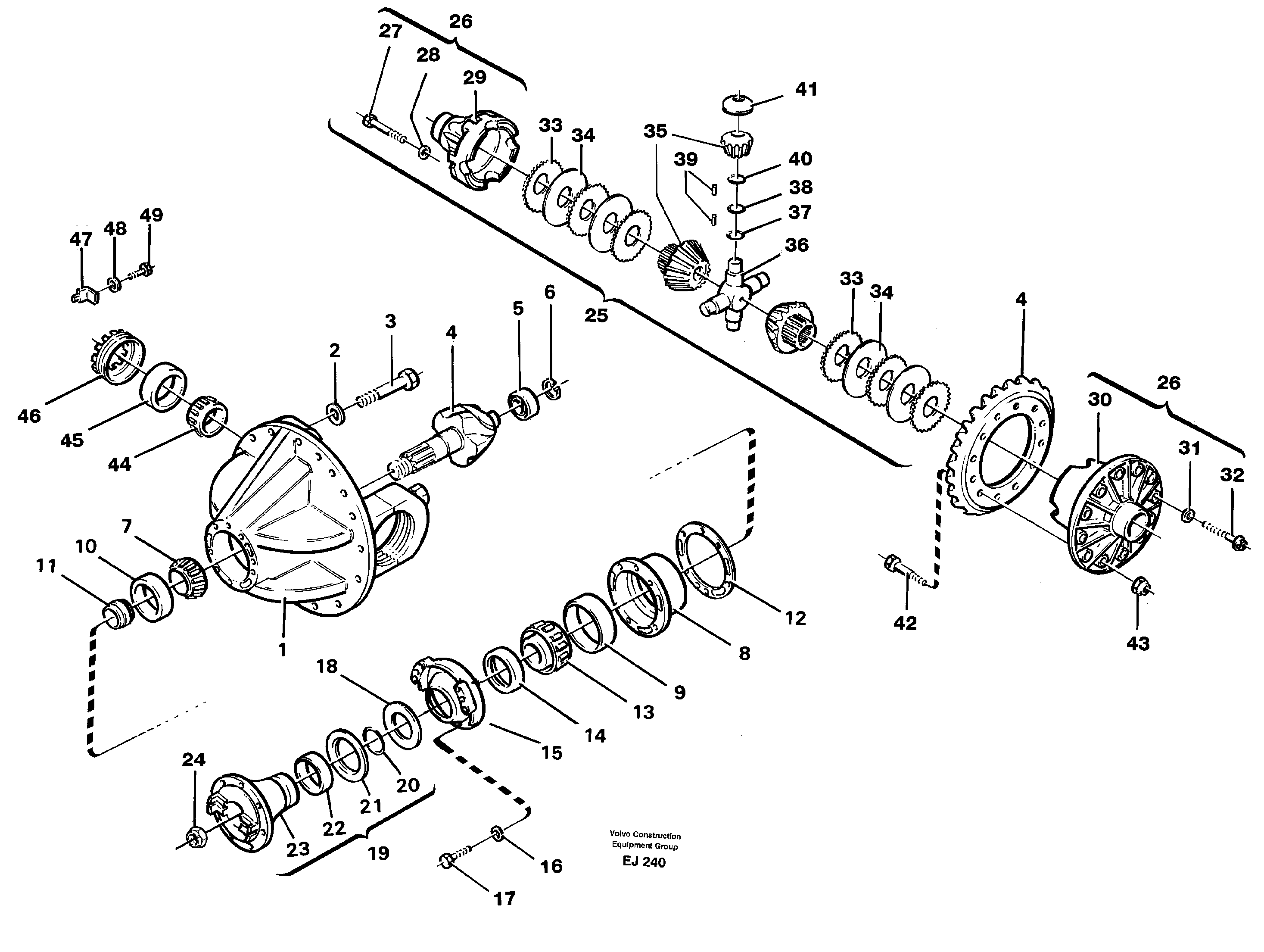 Схема запчастей Volvo L330D - 85300 Differential carrier, forward L330D