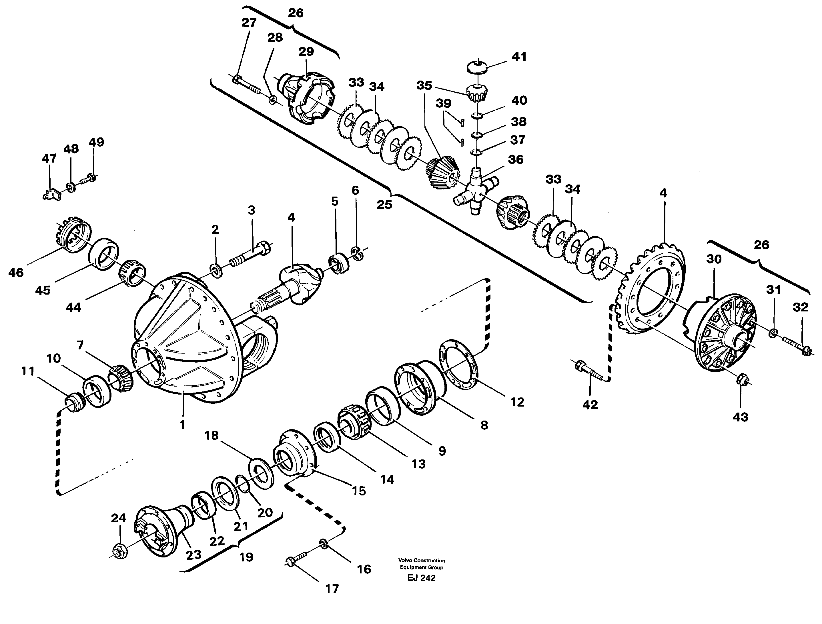 Схема запчастей Volvo L330D - 77639 Differential carrier, rear L330D