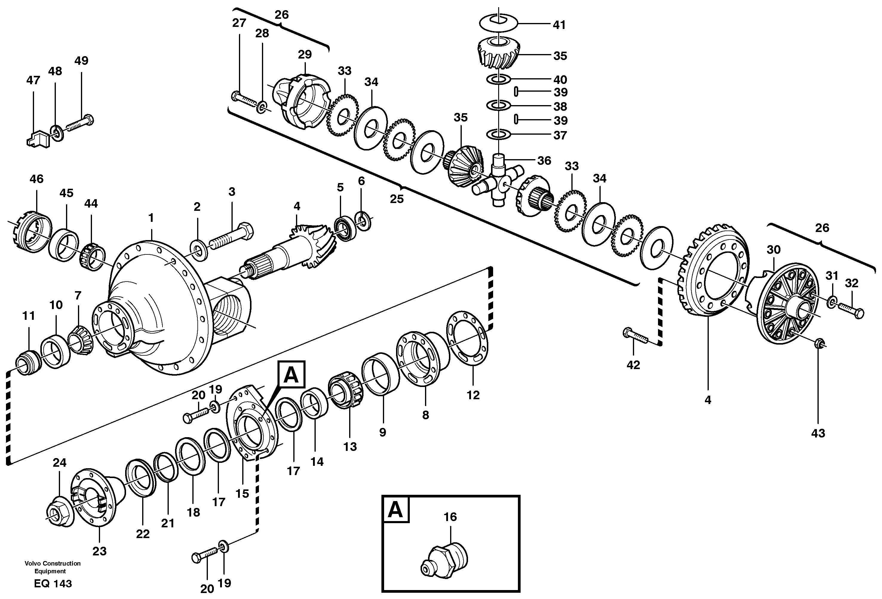 Схема запчастей Volvo L330D - 84522 Differential carrier, rear L330D