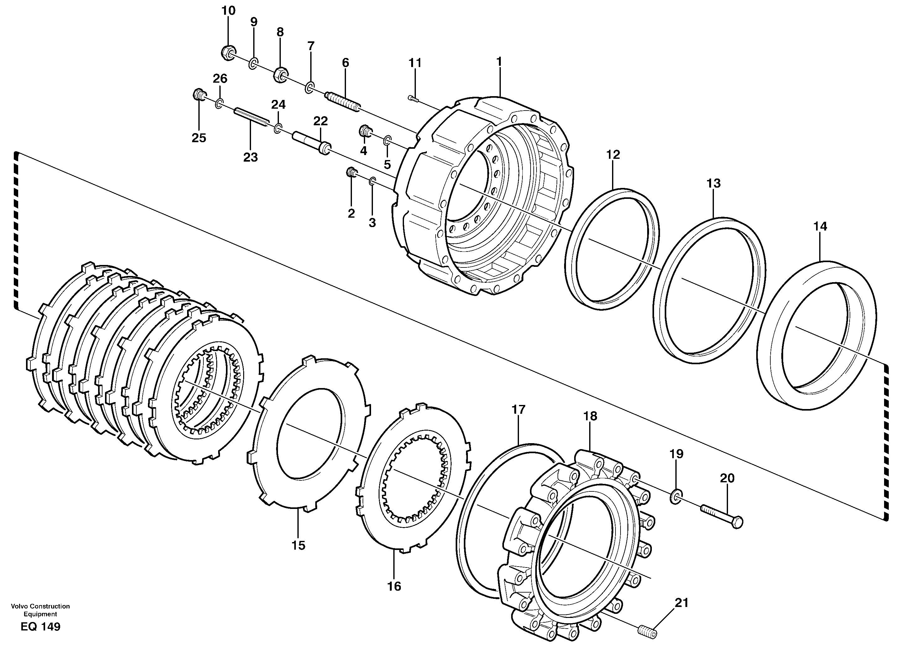 Схема запчастей Volvo L330D - 16128 Wheel brake, front L330D