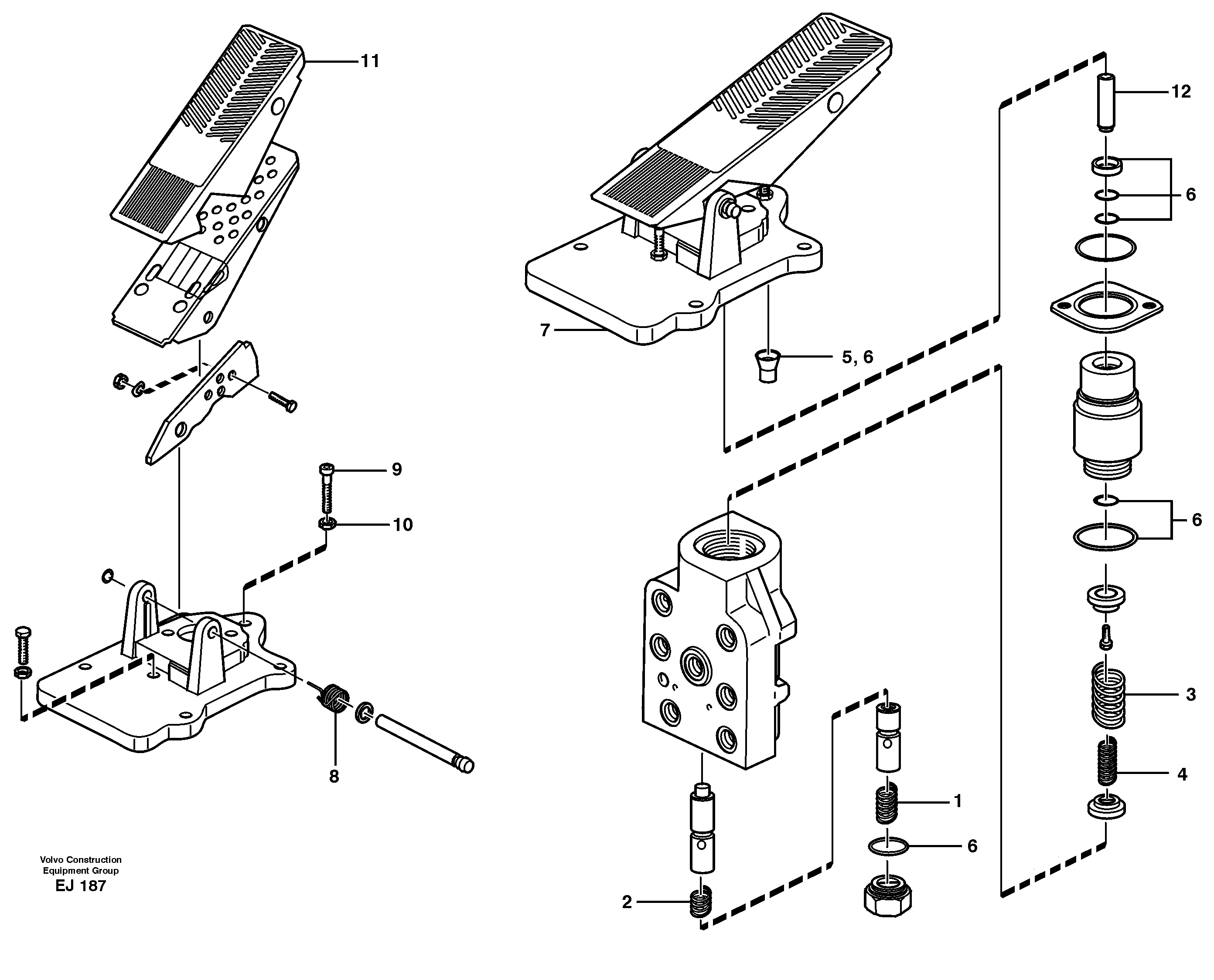 Схема запчастей Volvo L330D - 63383 Footbrake valve L330D