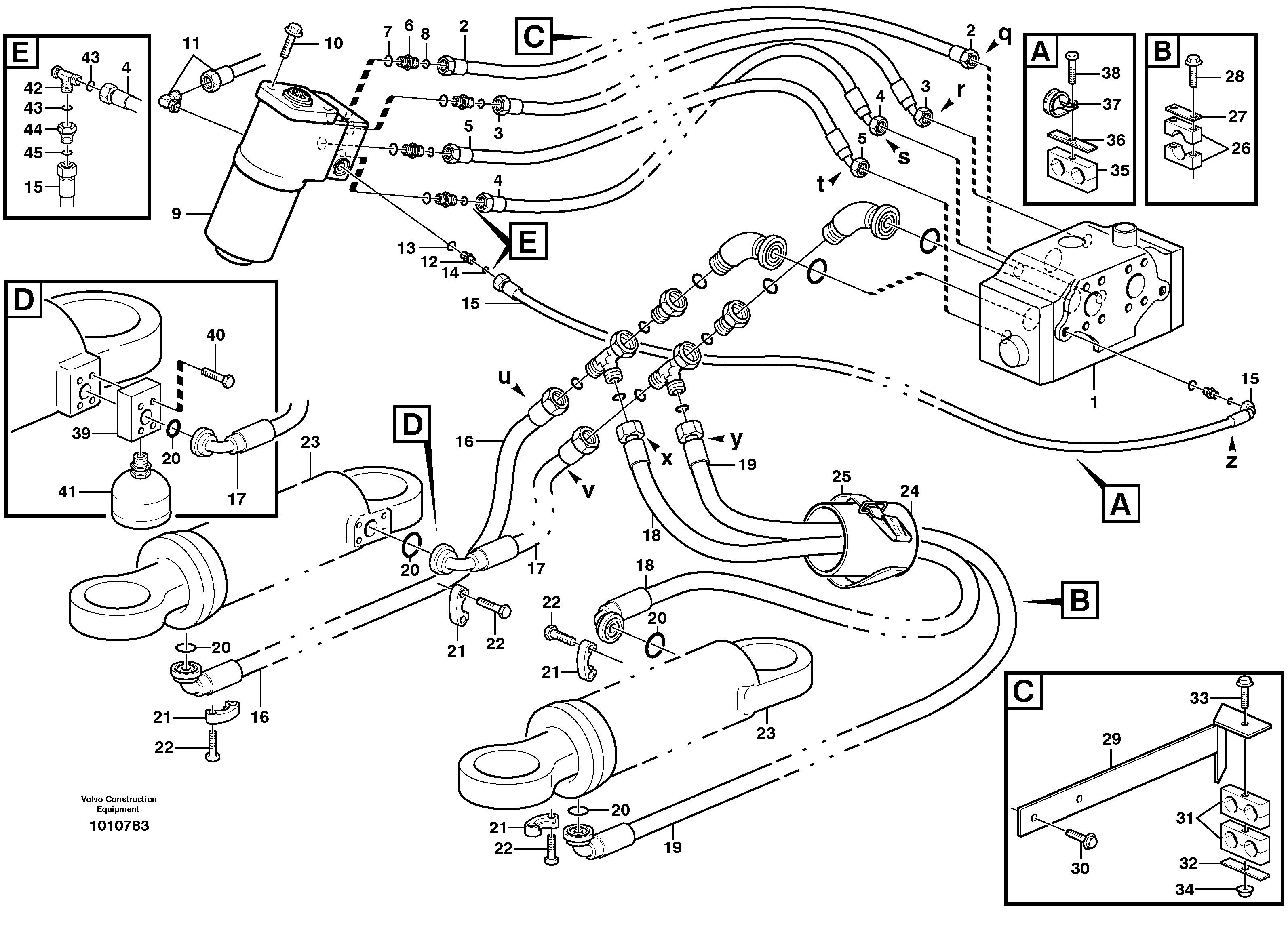 Схема запчастей Volvo L330D - 53610 Steering system. Lines, Control valve-cylinders L330D