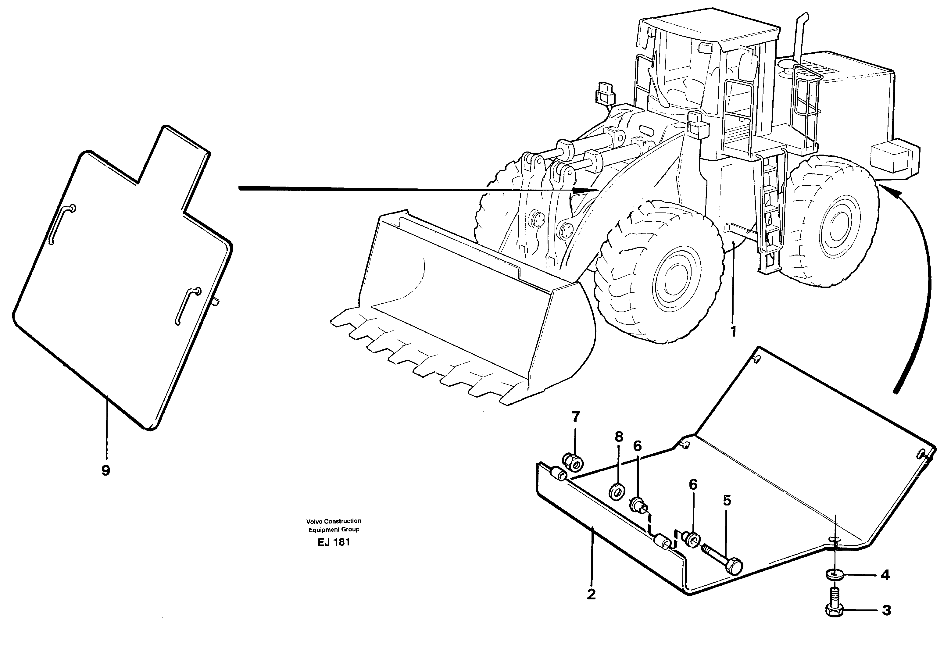 Схема запчастей Volvo L330D - 16276 Protecting plate L330D