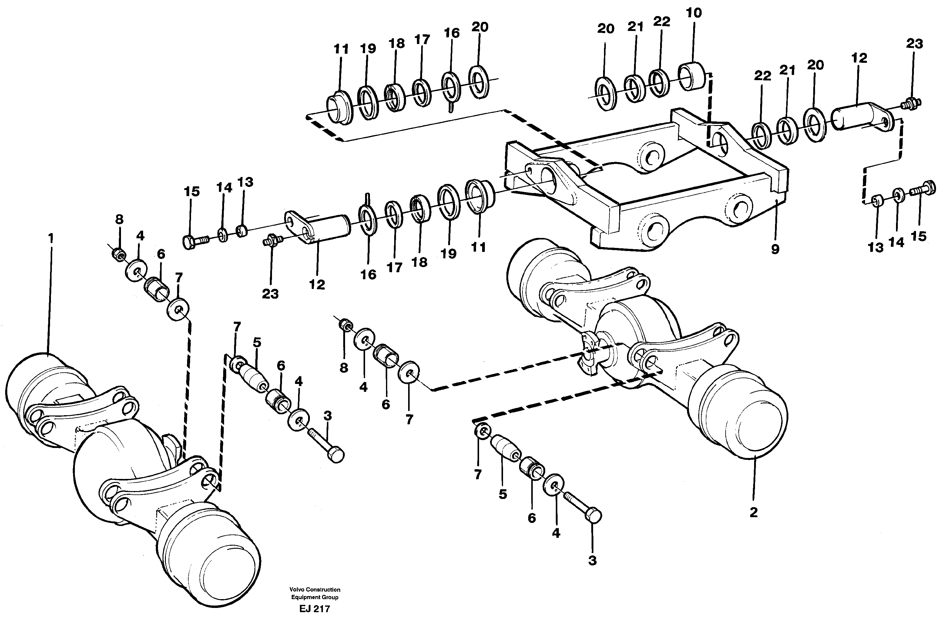 Схема запчастей Volvo L330D - 39466 Axle suspension L330D