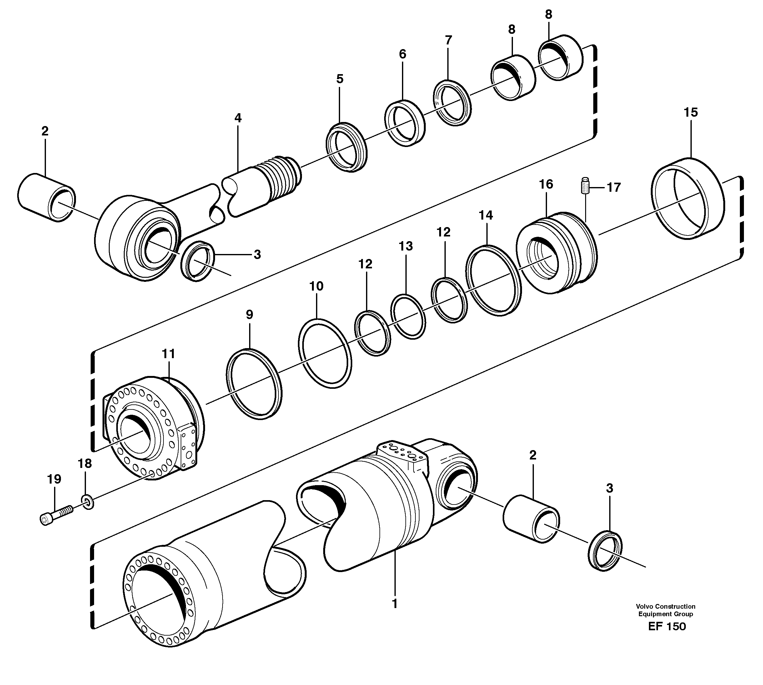 Схема запчастей Volvo L150D - 26408 Hydraulic cylinder, tilting L150D