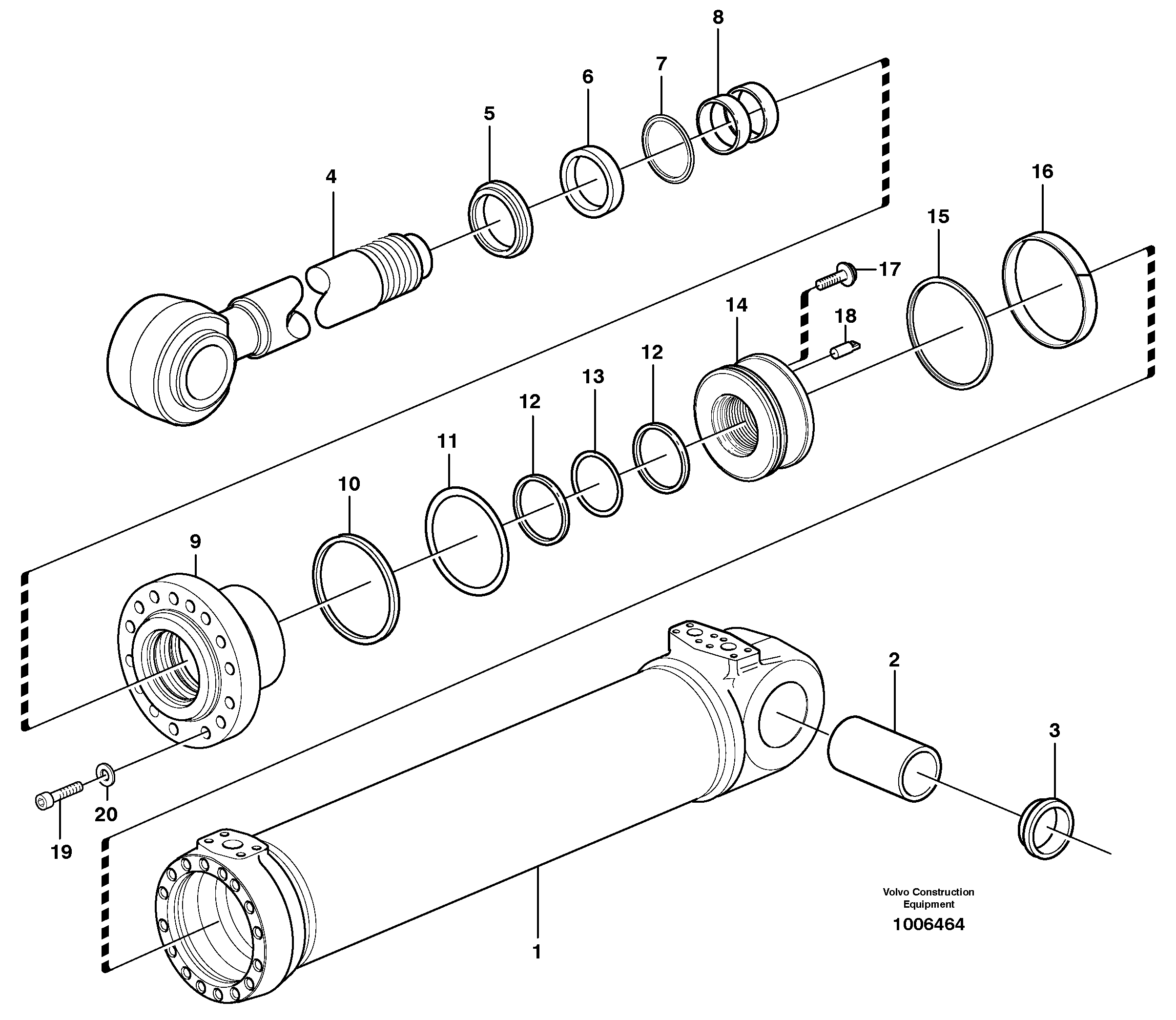 Схема запчастей Volvo L150D - 55893 Hydraulic cylinder, tilting L150D