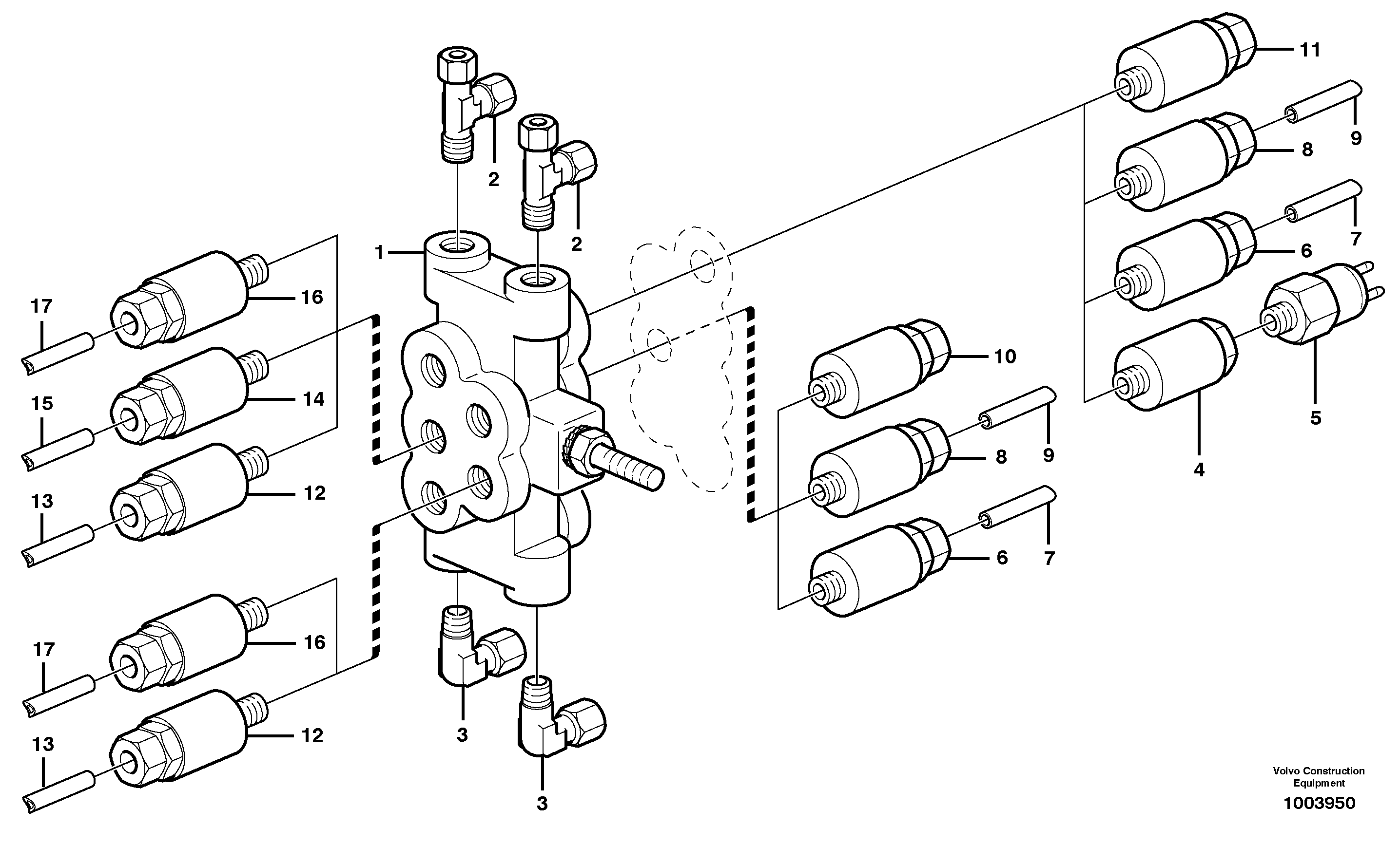 Схема запчастей Volvo L150D - 39028 Distribution block, B2 L150D