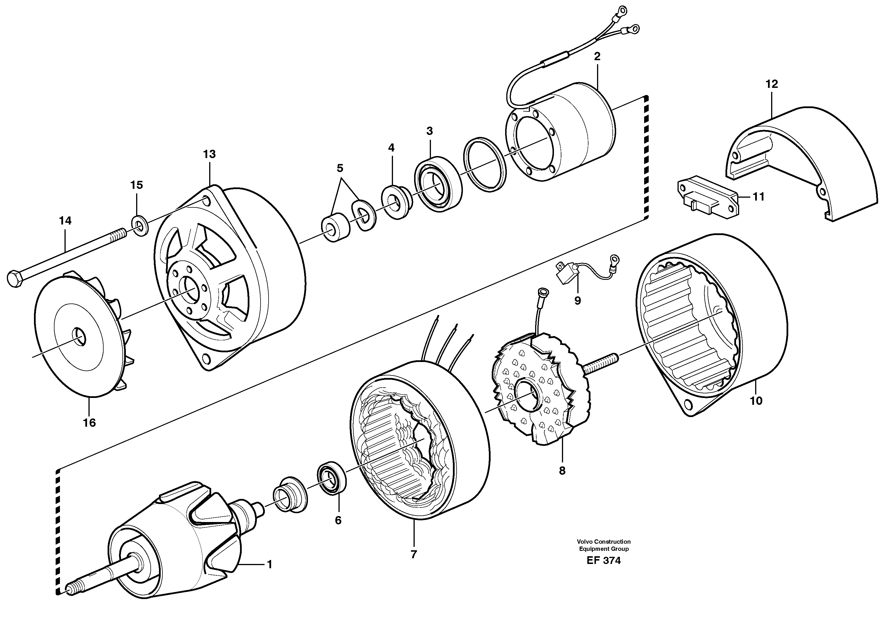 Схема запчастей Volvo L150D - 11287 Brushless alternator, 50A L150D