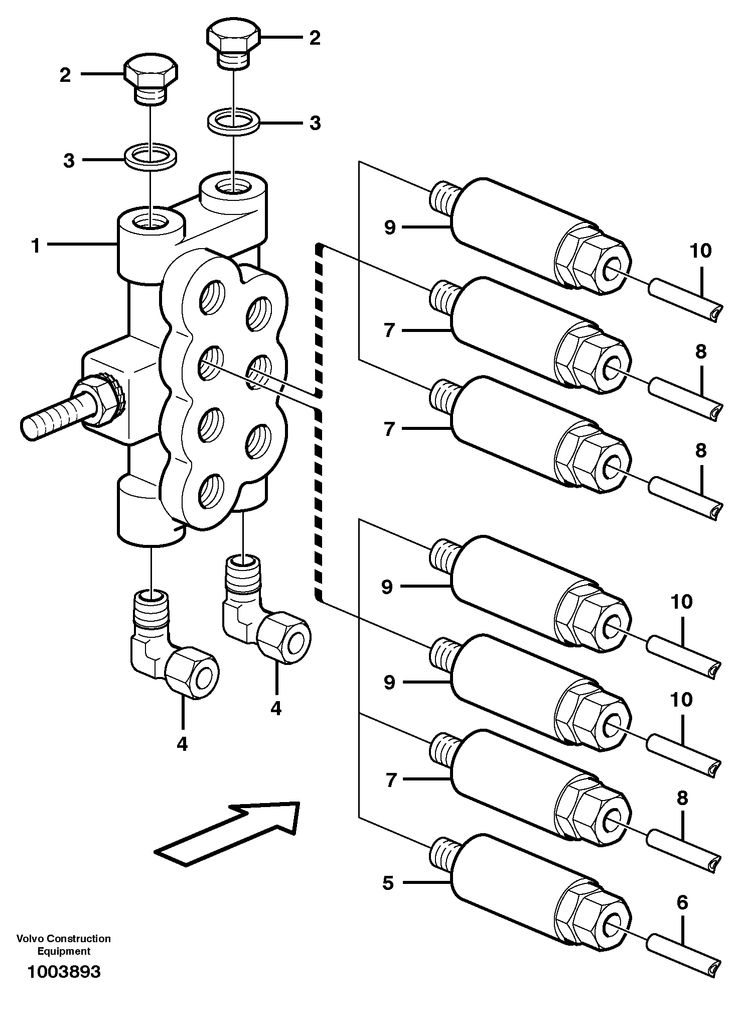 Схема запчастей Volvo L150D - 57103 Distribution block, B1 L150D