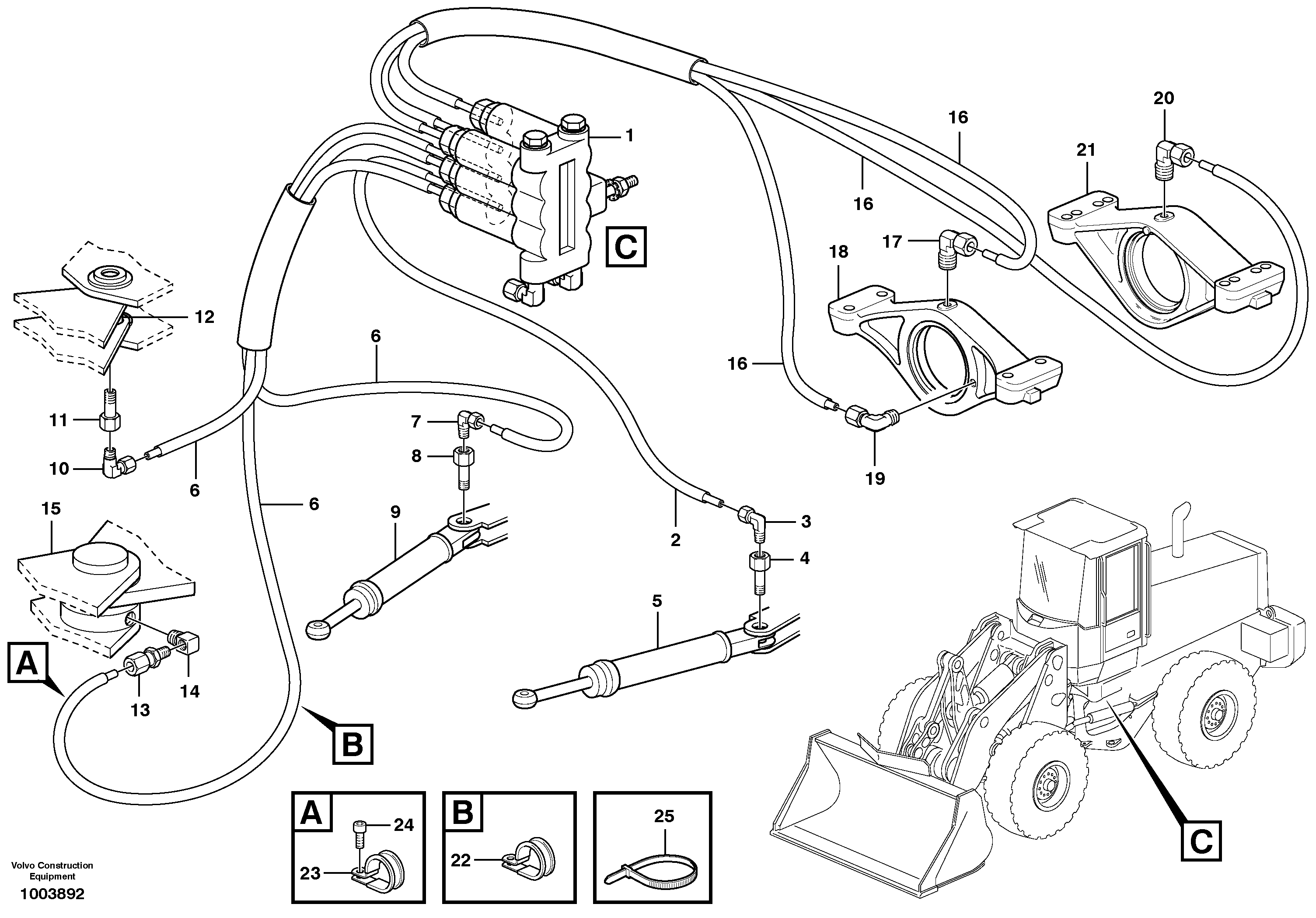 Схема запчастей Volvo L150D - 70146 Distribution block, B1 L150D