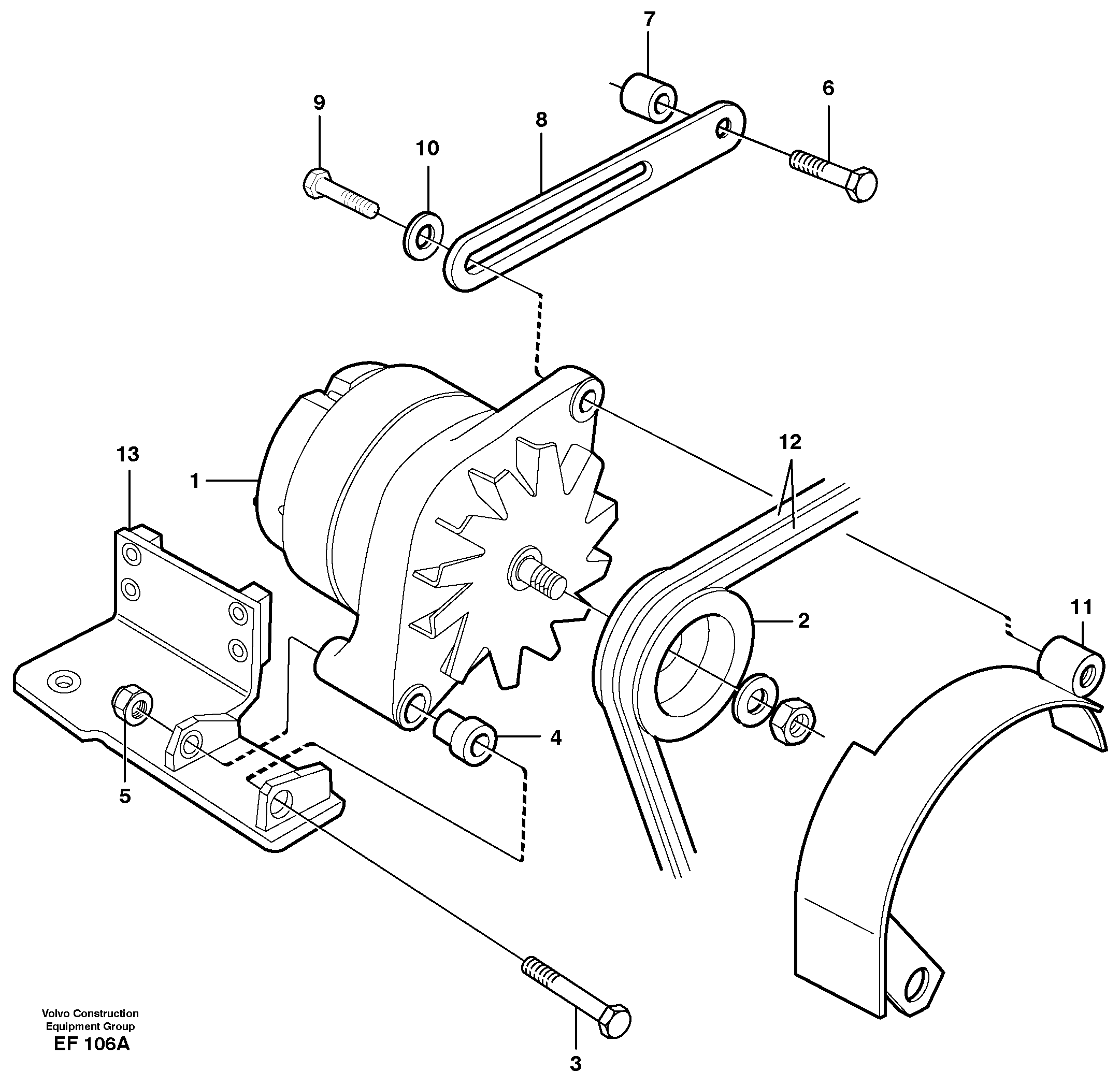 Схема запчастей Volvo L150D - 693 Alternator with assembling details L150D