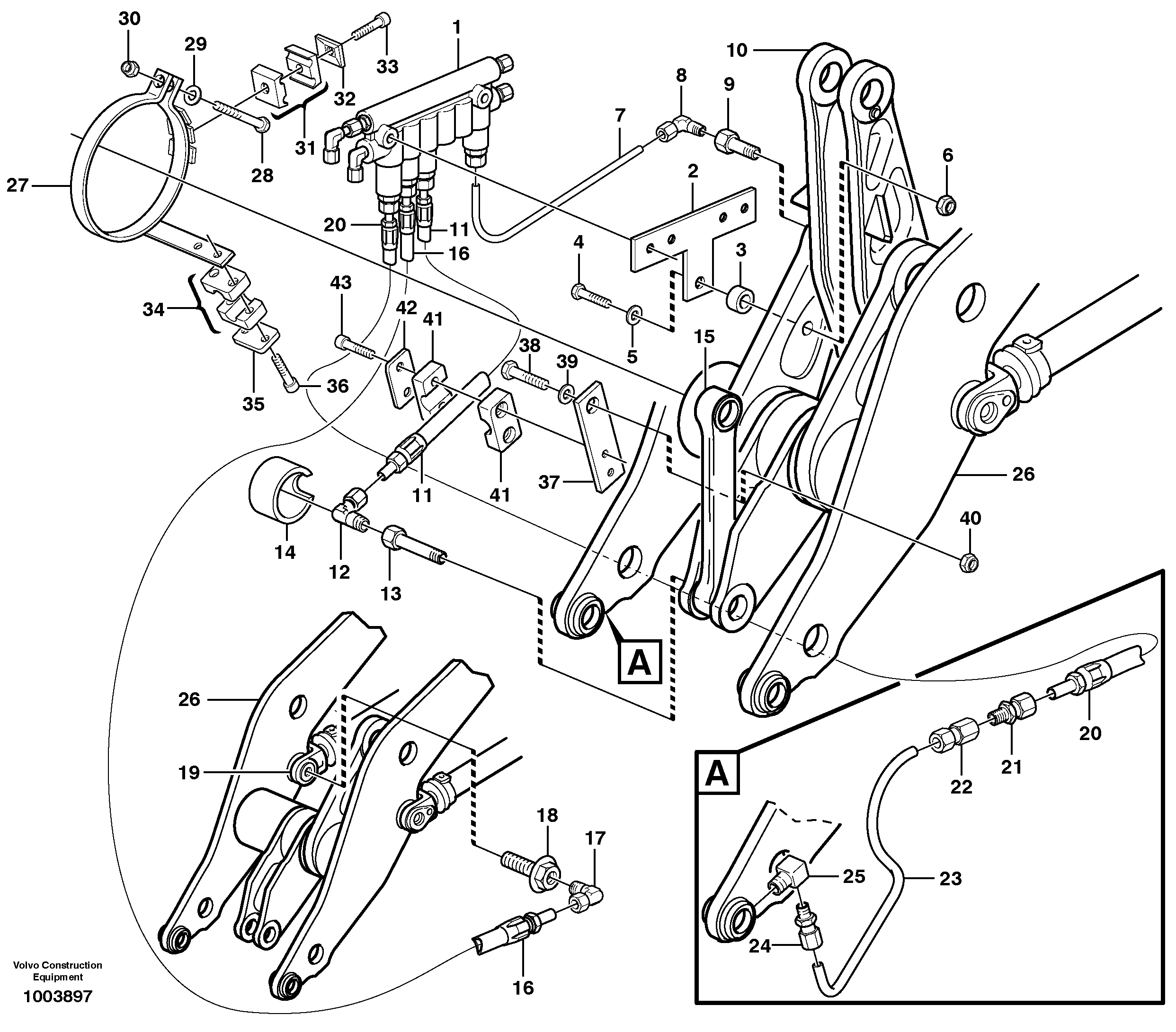 Схема запчастей Volvo L150D - 70372 Distribution block, B3 L150D