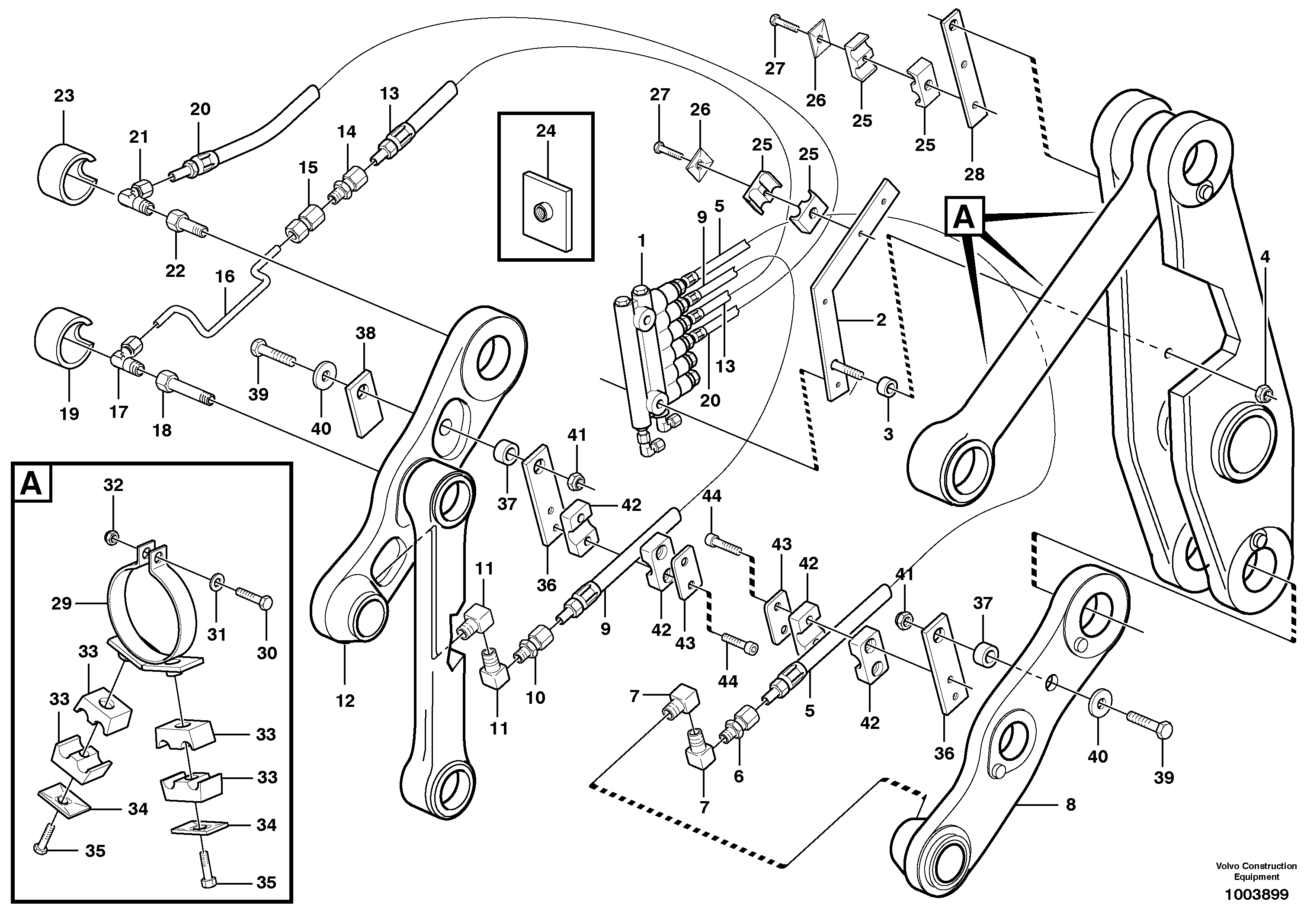 Схема запчастей Volvo L150D - 70373 Distribution block, B4 L150D