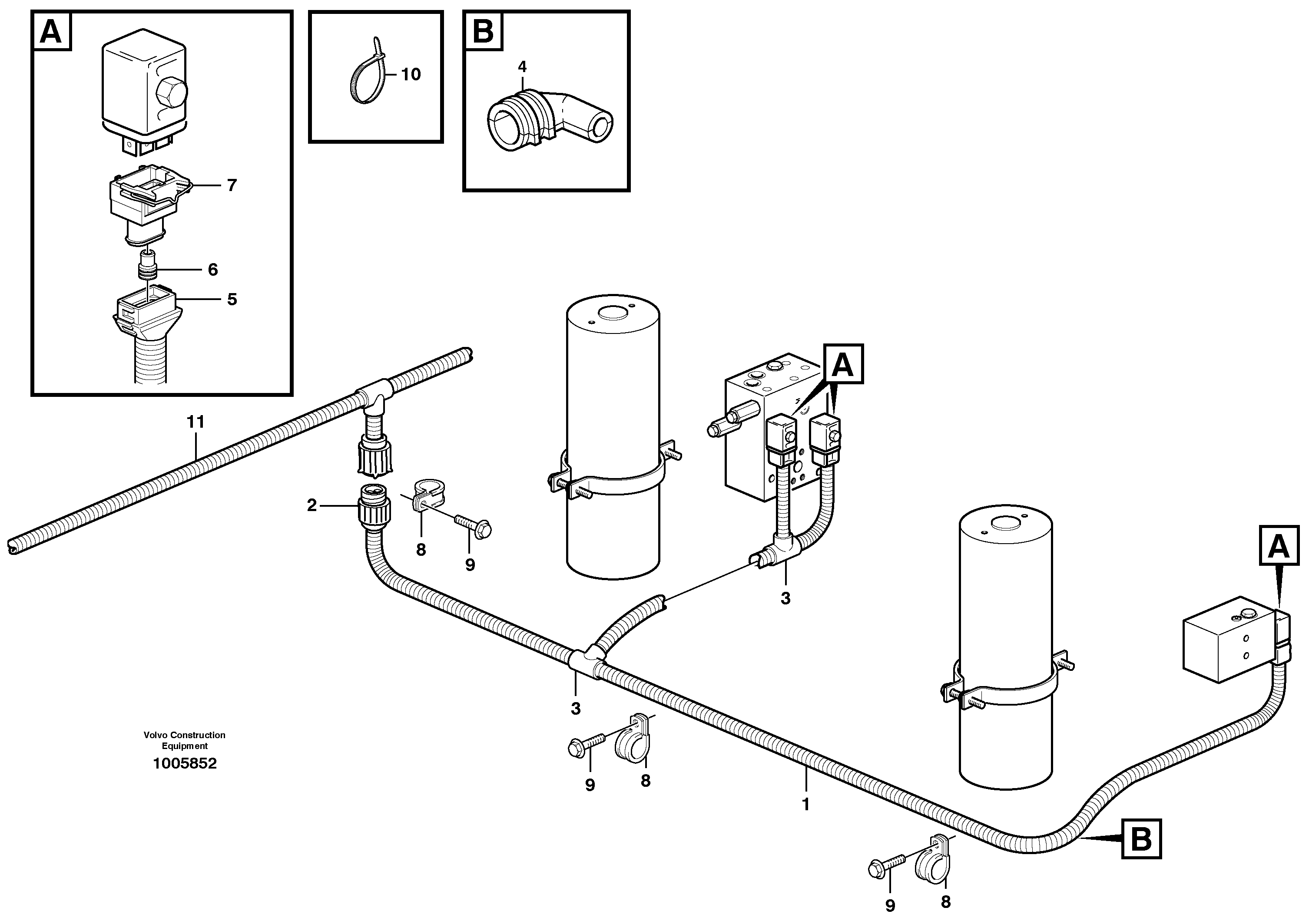 Схема запчастей Volvo L150D - 58751 Cable harness, boom suspension system L150D