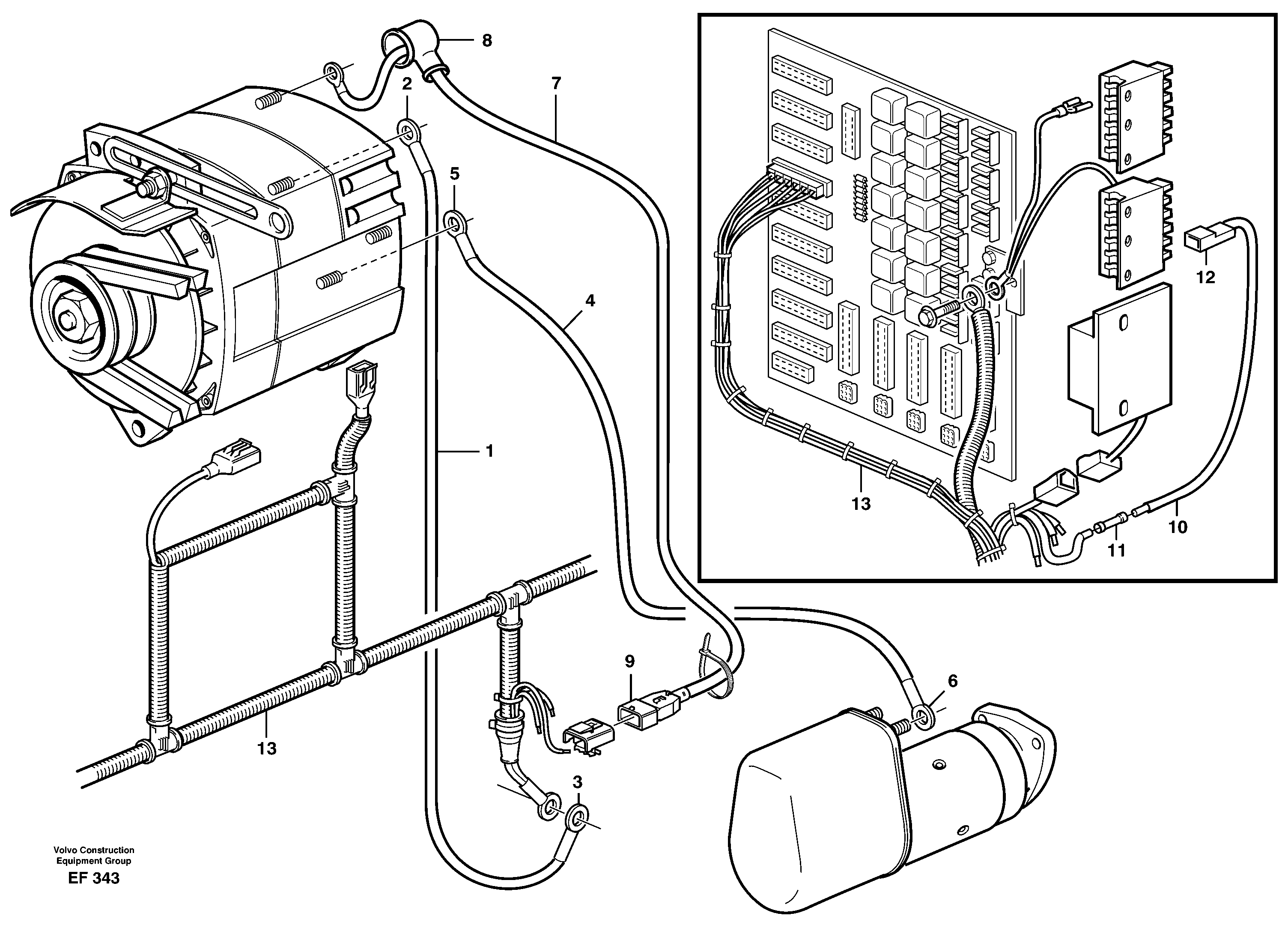 Схема запчастей Volvo L150D - 61183 Cable harnesses, alternator 100A L150D