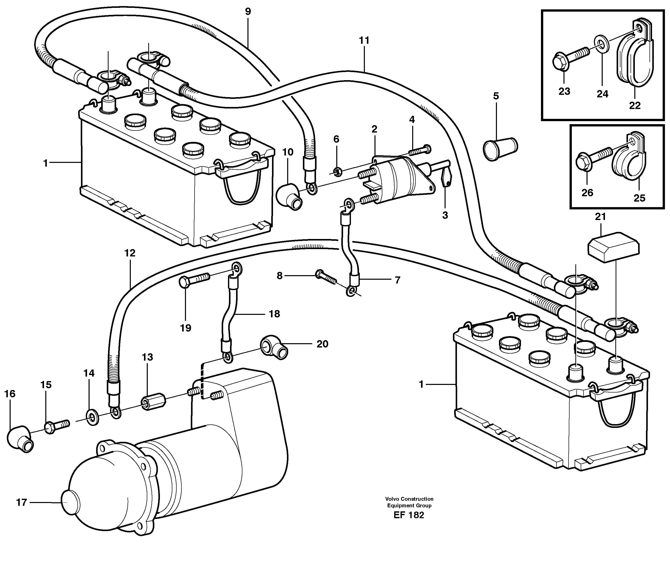 Схема запчастей Volvo L150D - 702 Battery cable and main switch L150D