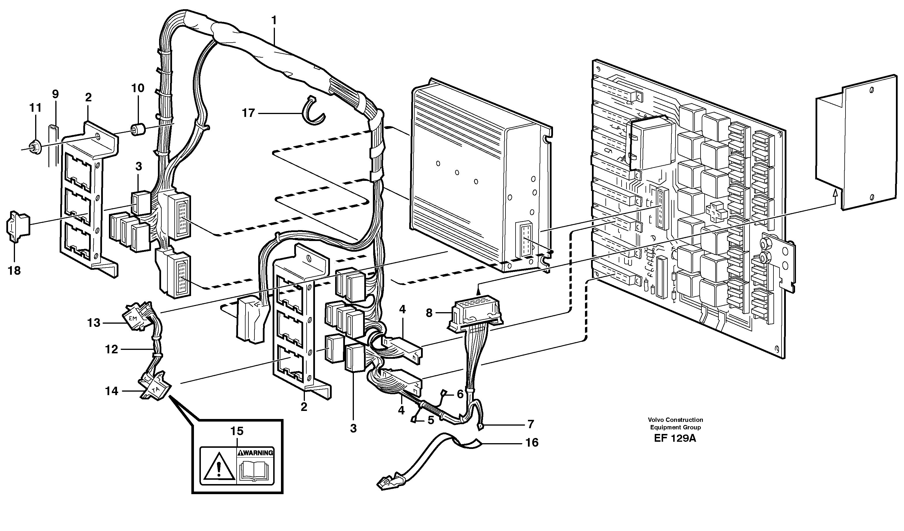 Схема запчастей Volvo L150D - 58754 Electrical distribution unit and cable harness L150D